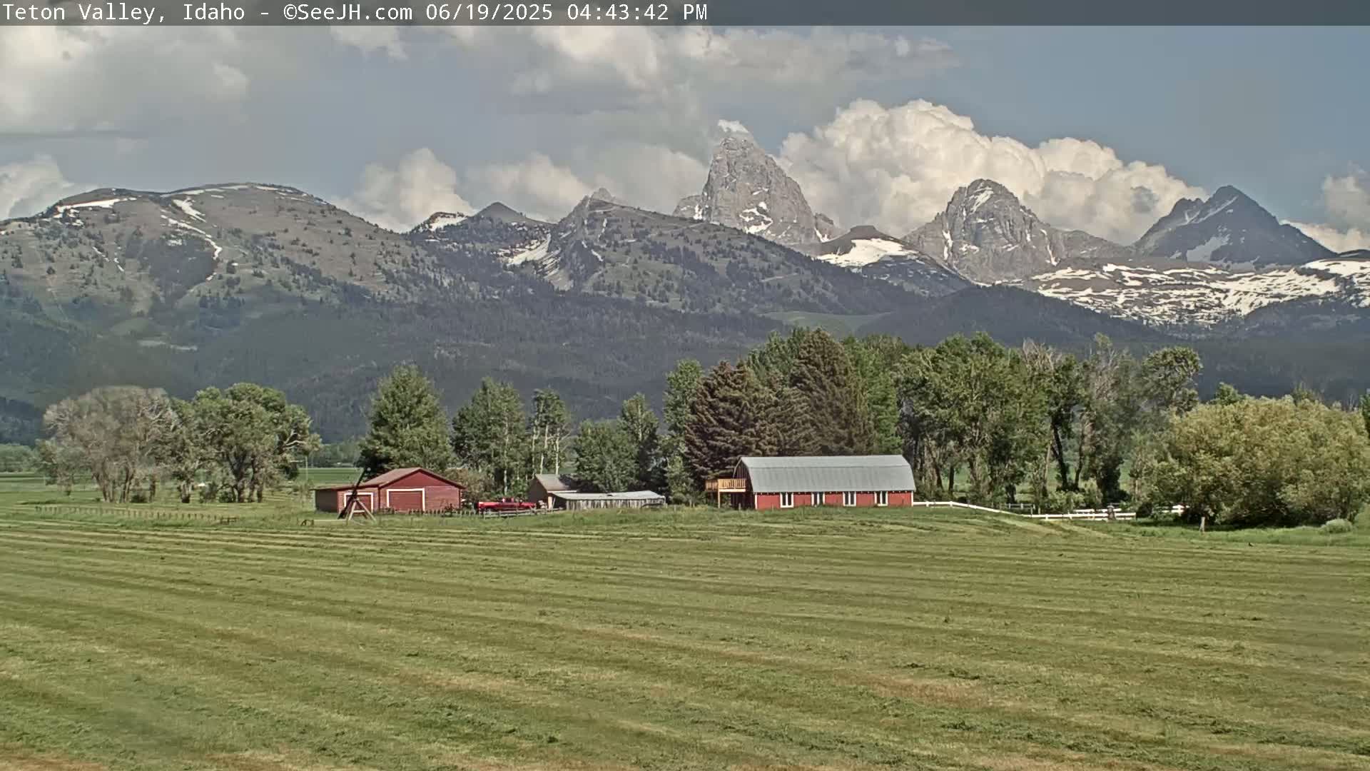 Grand Teton Mountains Peaks from Teton Valley Live Cam - Tetonia, Teton, Idaho, USA