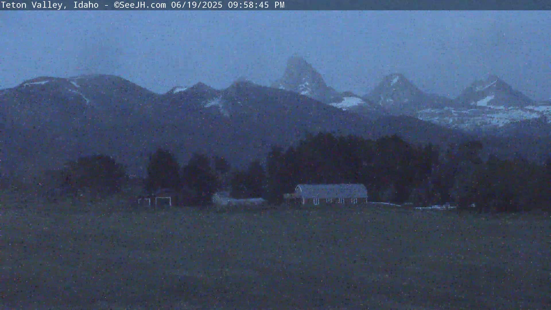 Grand Teton Mountains Peaks from Teton Valley Live Cam - Tetonia, Teton, Idaho, USA