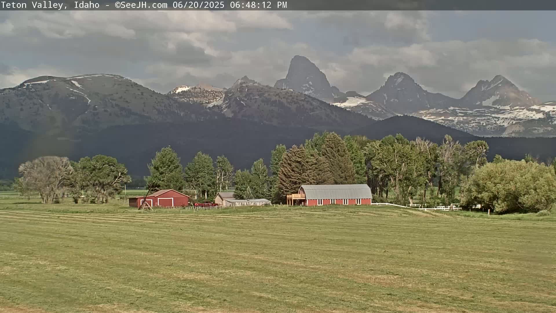 Grand Teton Mountains Peaks from Teton Valley Live Cam - Tetonia, Teton, Idaho, USA