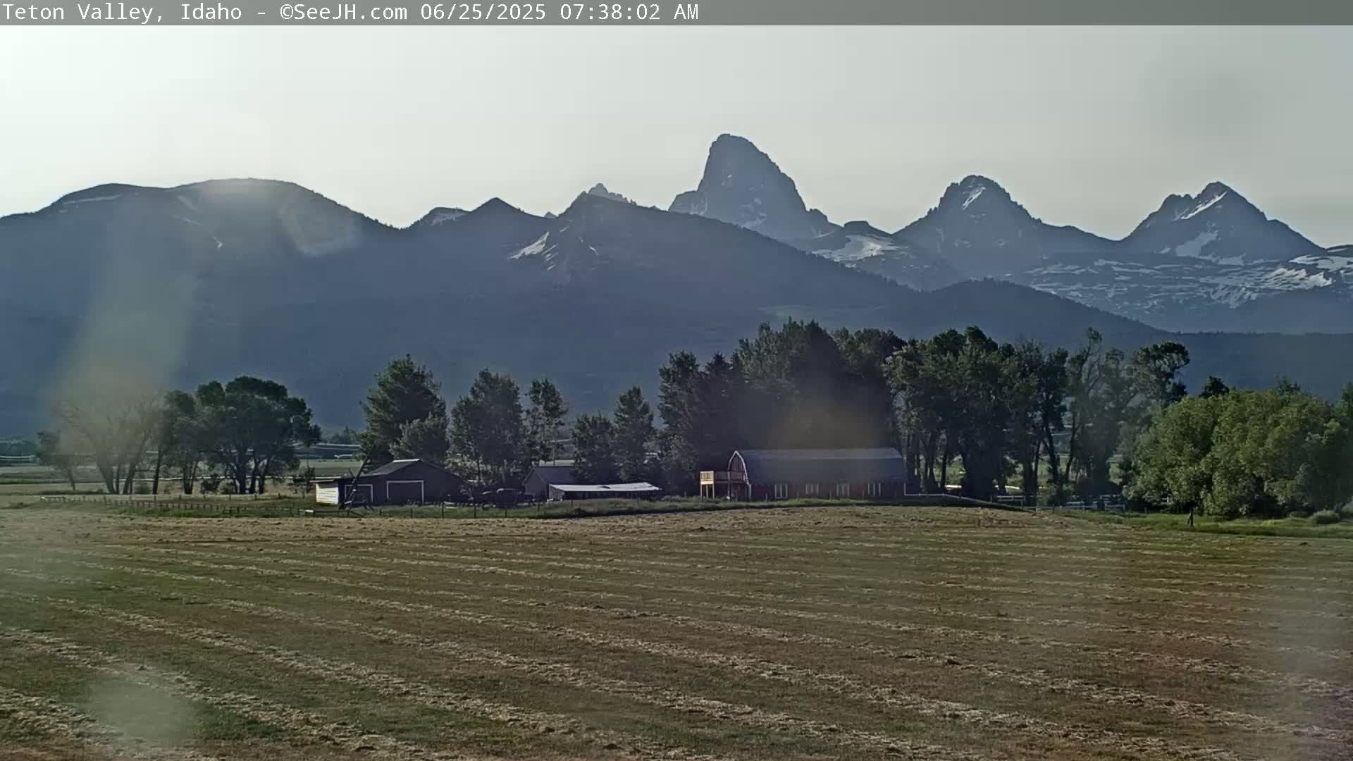 Grand Teton Mountains Peaks from Teton Valley Live Cam - Tetonia, Teton, Idaho, USA