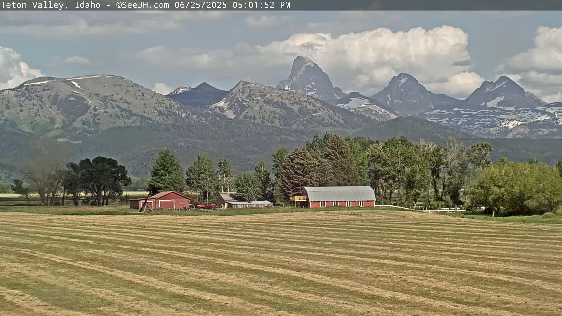 Grand Teton Mountains Peaks from Teton Valley Live Cam - Tetonia, Teton, Idaho, USA