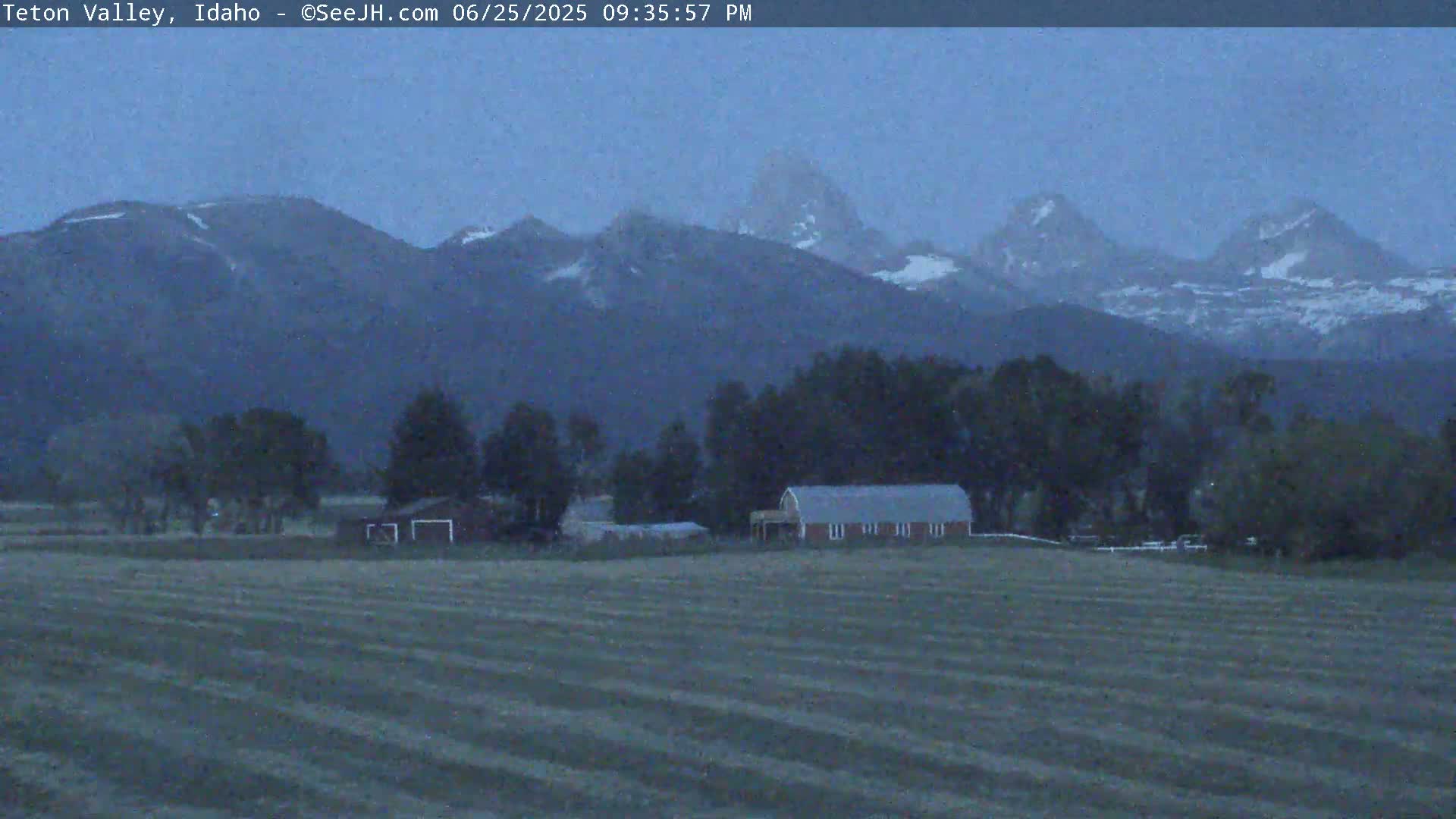 Grand Teton Mountains Peaks from Teton Valley Live Cam - Tetonia, Teton, Idaho, USA
