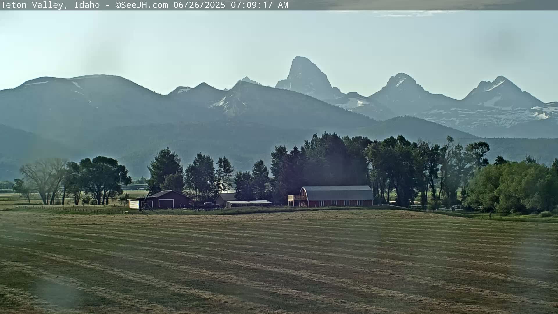 Grand Teton Mountains Peaks from Teton Valley Live Cam - Tetonia, Teton, Idaho, USA