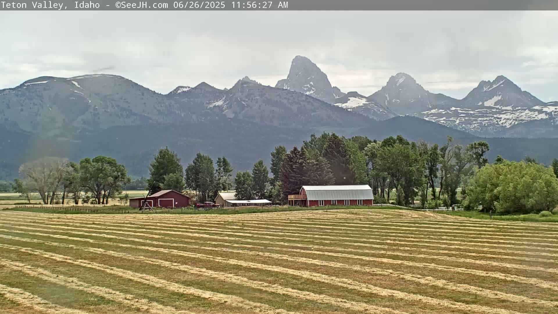Grand Teton Mountains Peaks from Teton Valley Live Cam - Tetonia, Teton, Idaho, USA