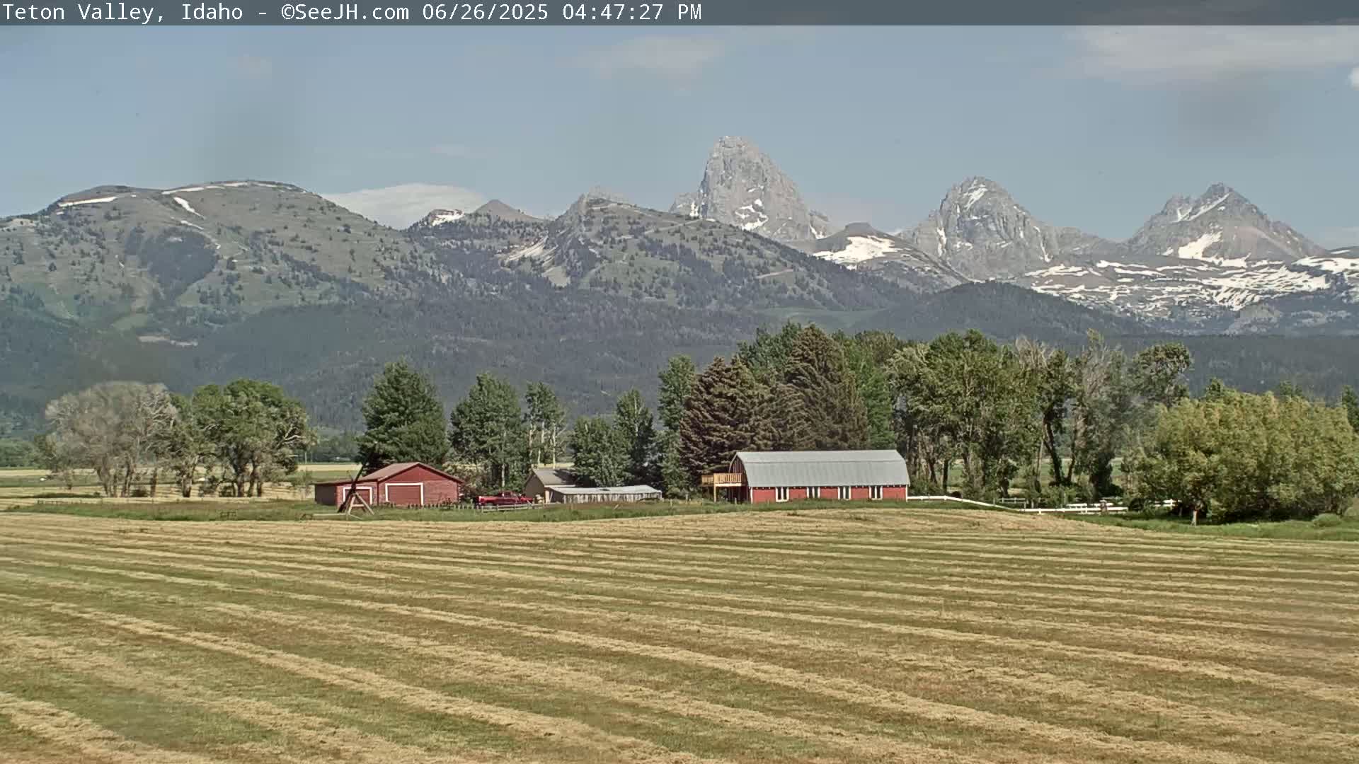 Grand Teton Mountains Peaks from Teton Valley Live Cam - Tetonia, Teton, Idaho, USA