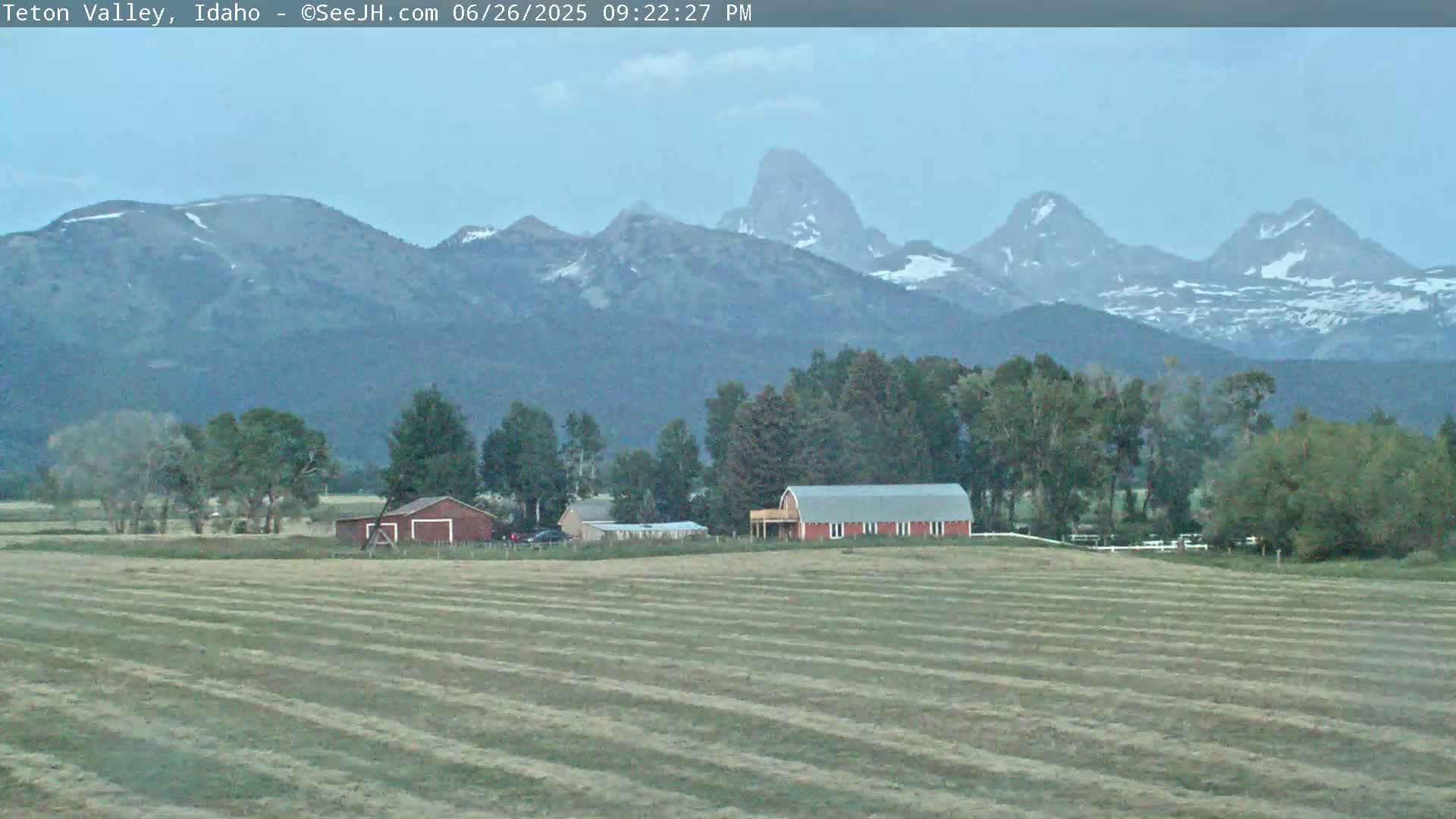 Grand Teton Mountains Peaks from Teton Valley Live Cam - Tetonia, Teton, Idaho, USA