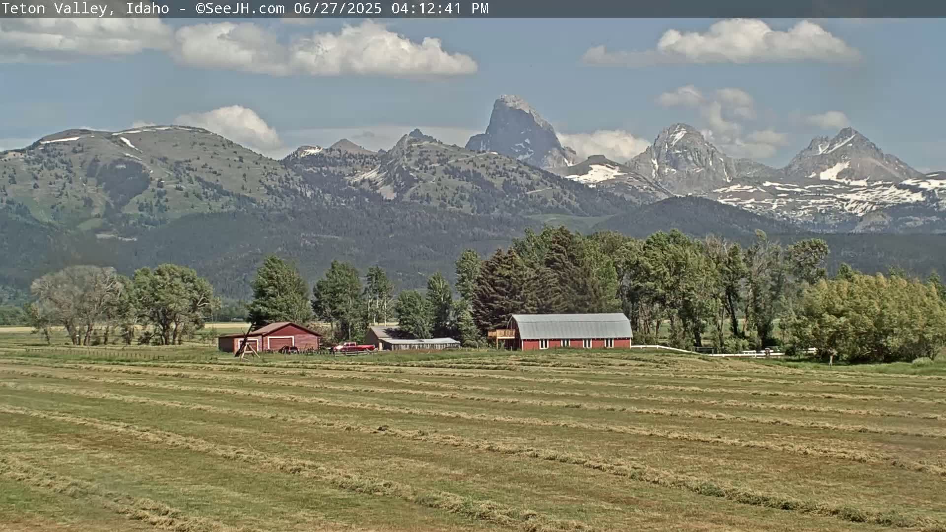 Grand Teton Mountains Peaks from Teton Valley Live Cam - Tetonia, Teton, Idaho, USA