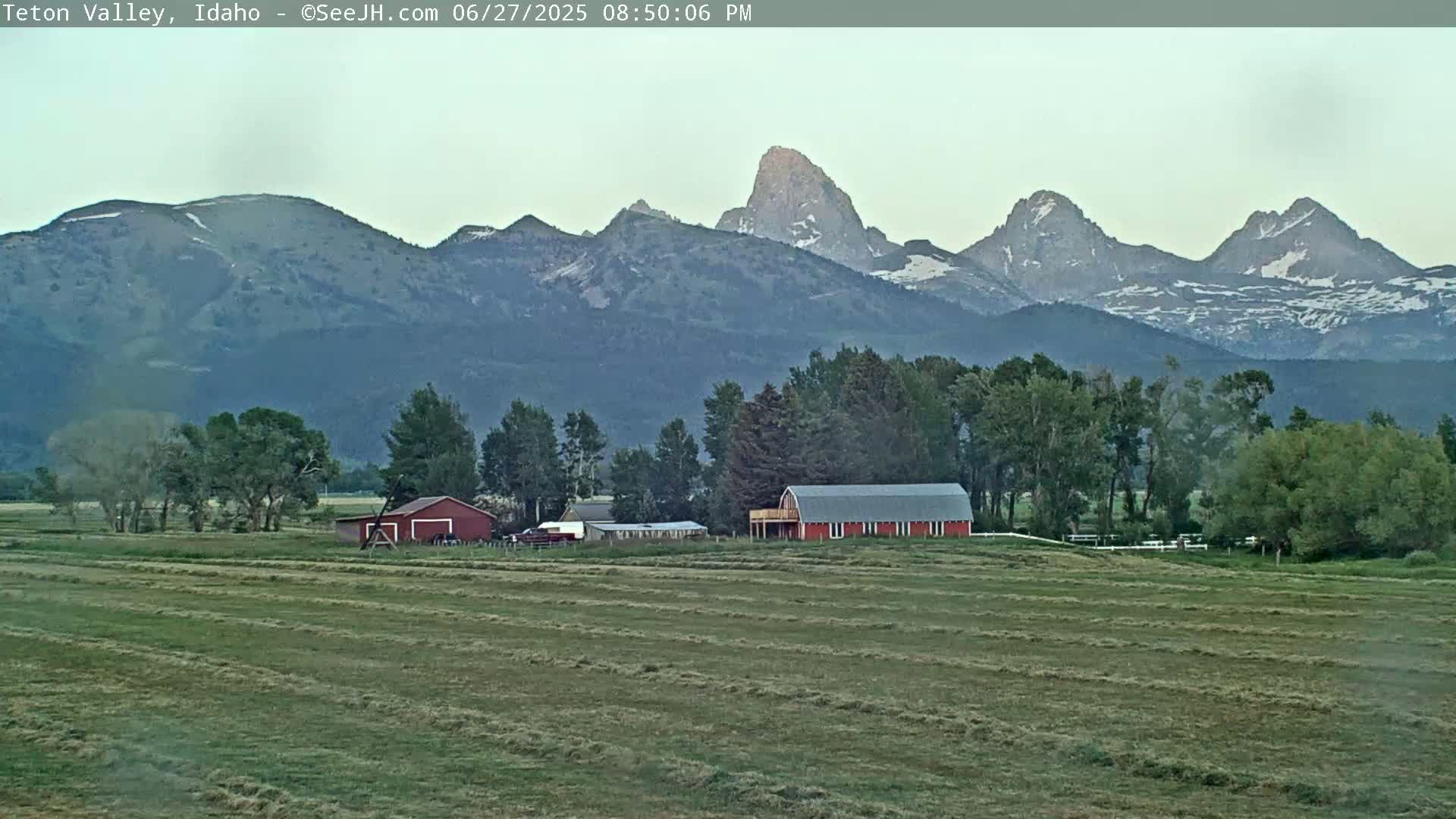Grand Teton Mountains Peaks from Teton Valley Live Cam - Tetonia, Teton, Idaho, USA
