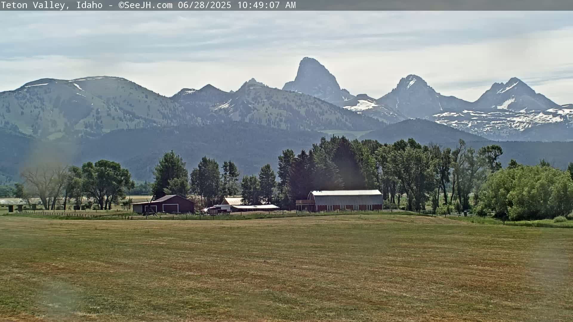 Grand Teton Mountains Peaks from Teton Valley Live Cam - Tetonia, Teton, Idaho, USA