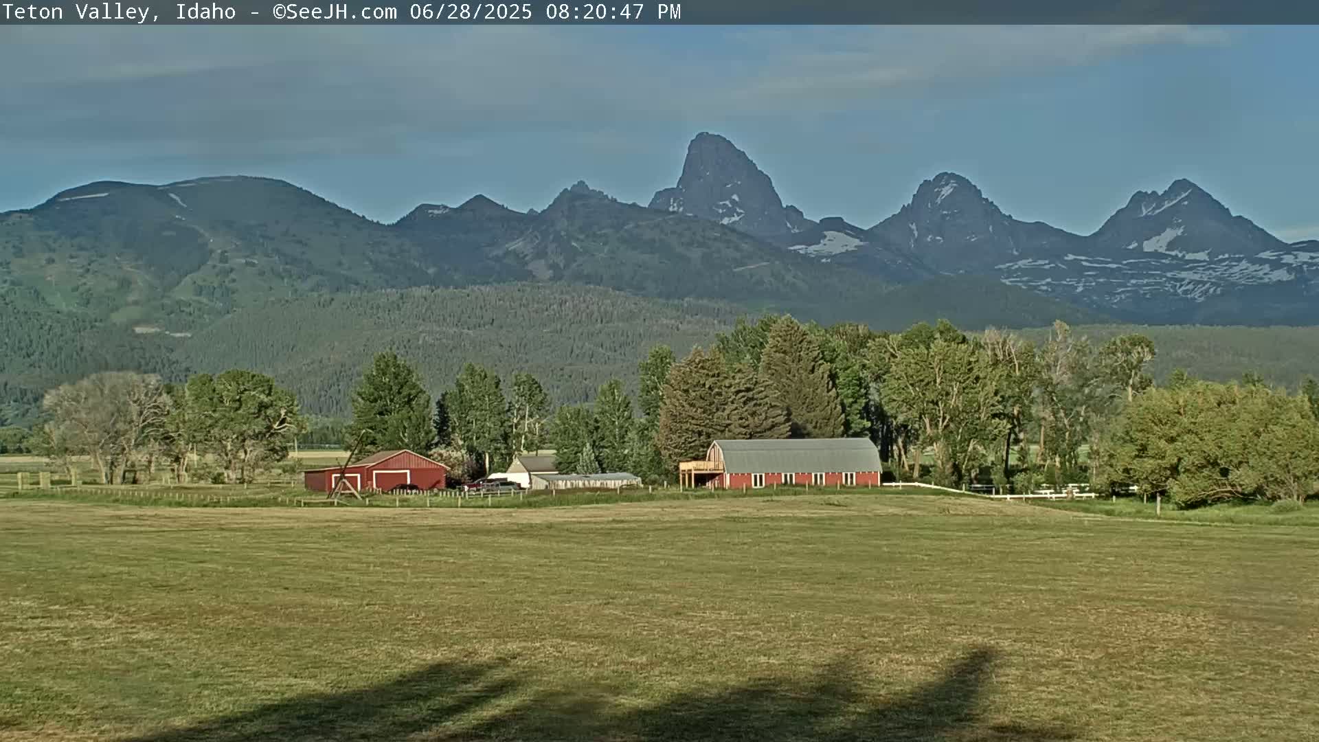 Grand Teton Mountains Peaks from Teton Valley Live Cam - Tetonia, Teton, Idaho, USA