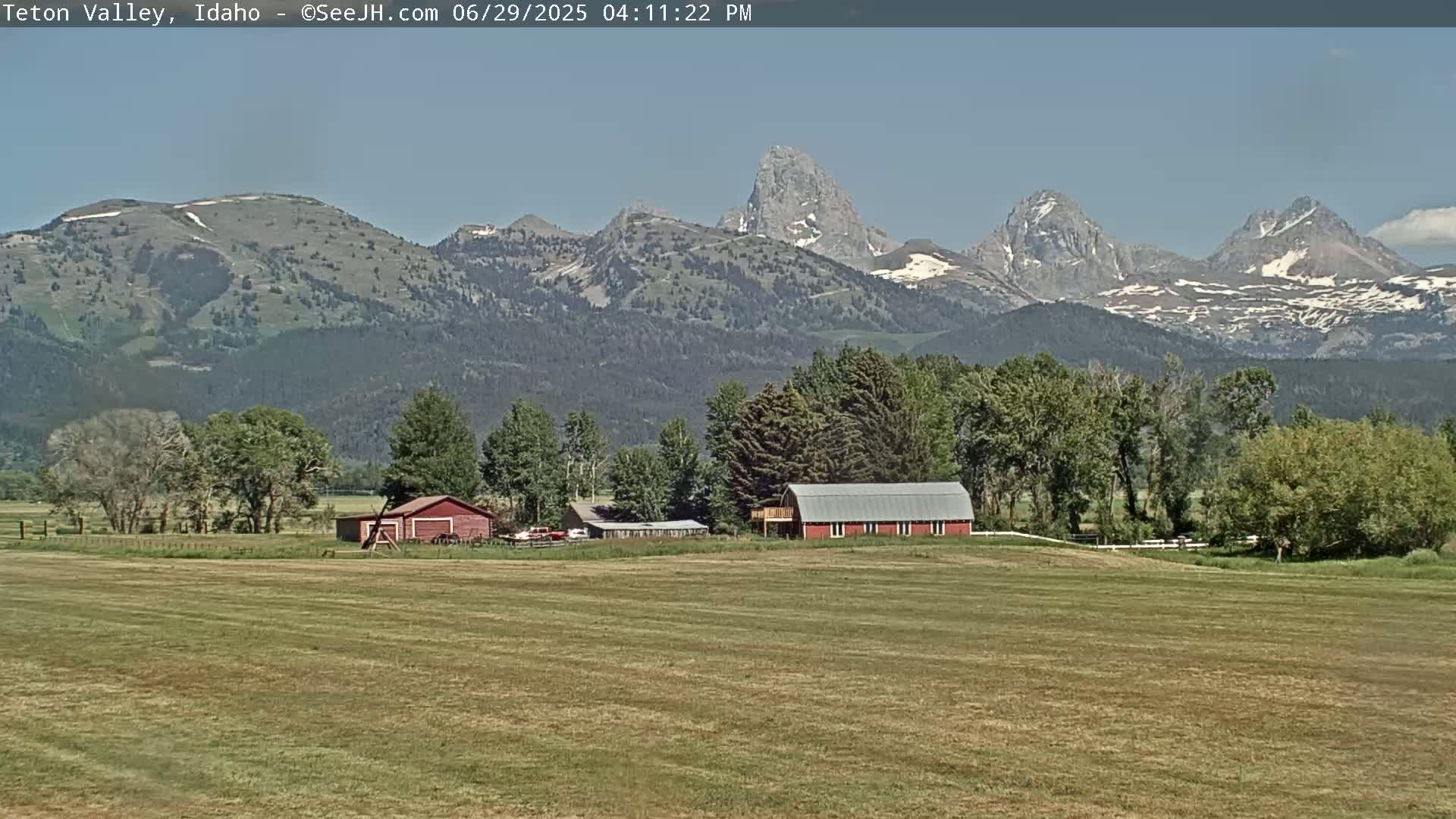 Grand Teton Mountains Peaks from Teton Valley Live Cam - Tetonia, Teton, Idaho, USA