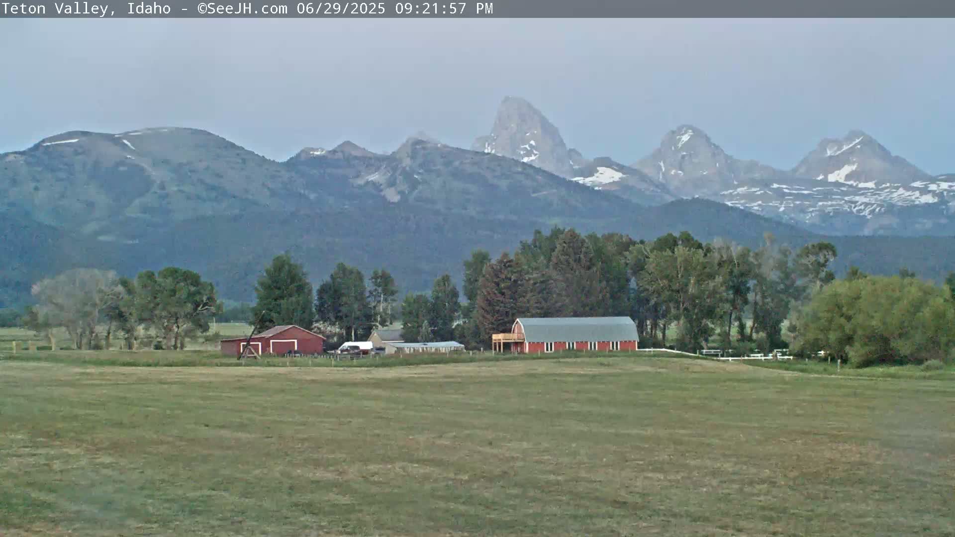 Grand Teton Mountains Peaks from Teton Valley Live Cam - Tetonia, Teton, Idaho, USA