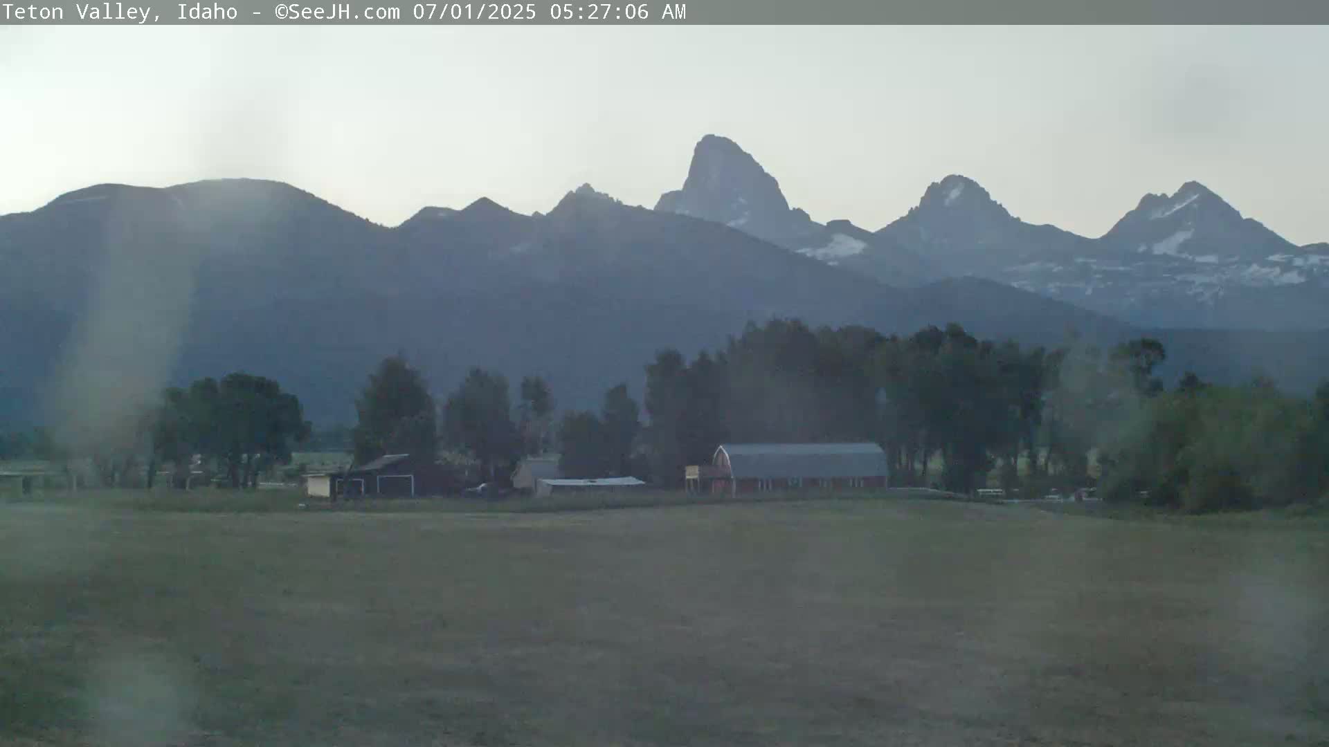 Grand Teton Mountains Peaks from Teton Valley Live Cam - Tetonia, Teton, Idaho, USA