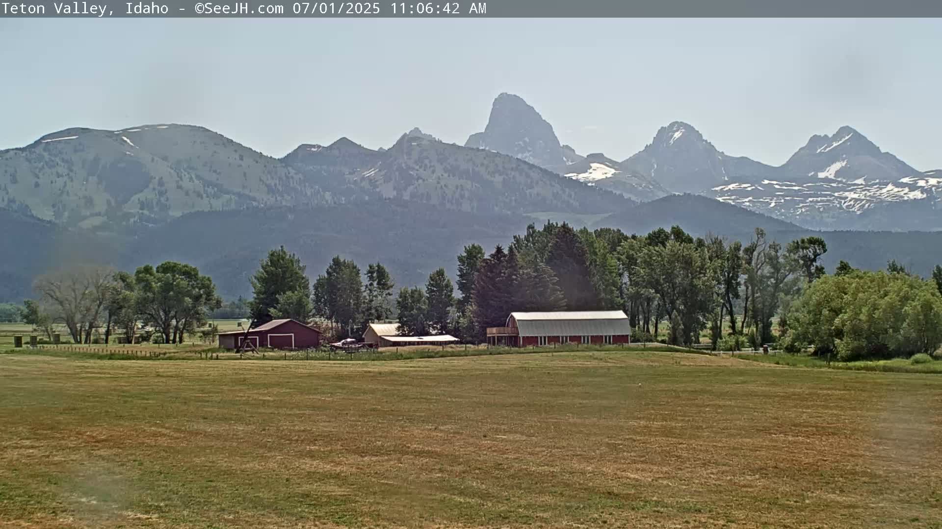 Grand Teton Mountains Peaks from Teton Valley Live Cam - Tetonia, Teton, Idaho, USA