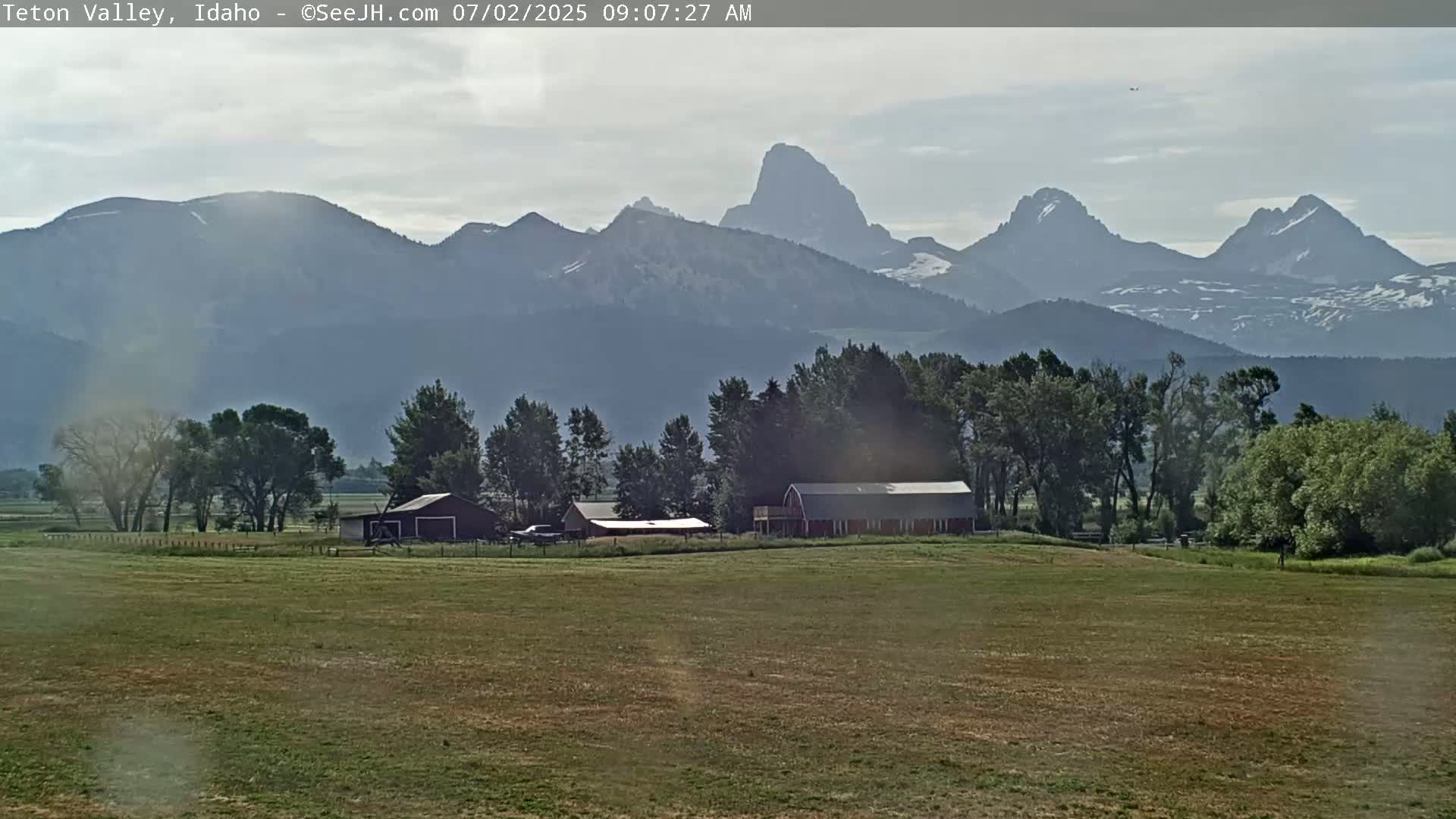 Grand Teton Mountains Peaks from Teton Valley Live Cam - Tetonia, Teton, Idaho, USA