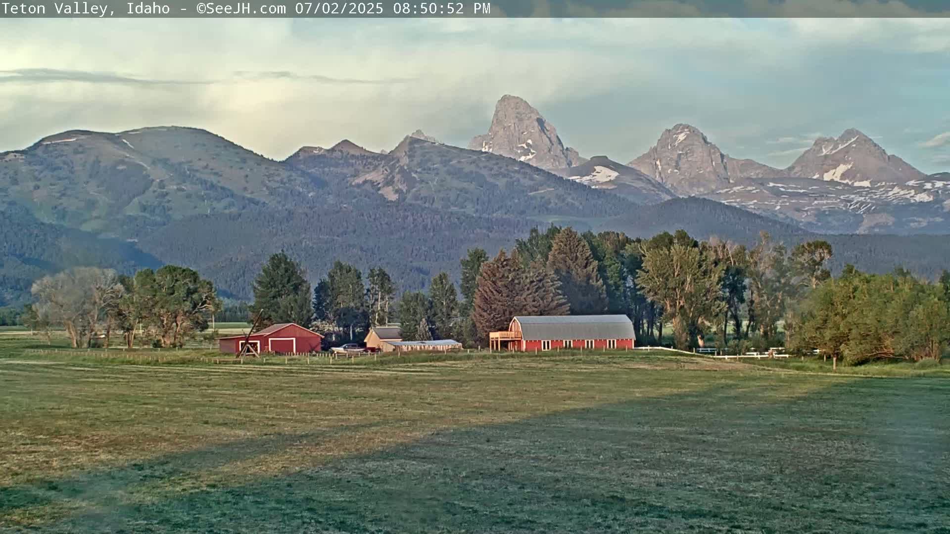 Grand Teton Mountains Peaks from Teton Valley Live Cam - Tetonia, Teton, Idaho, USA