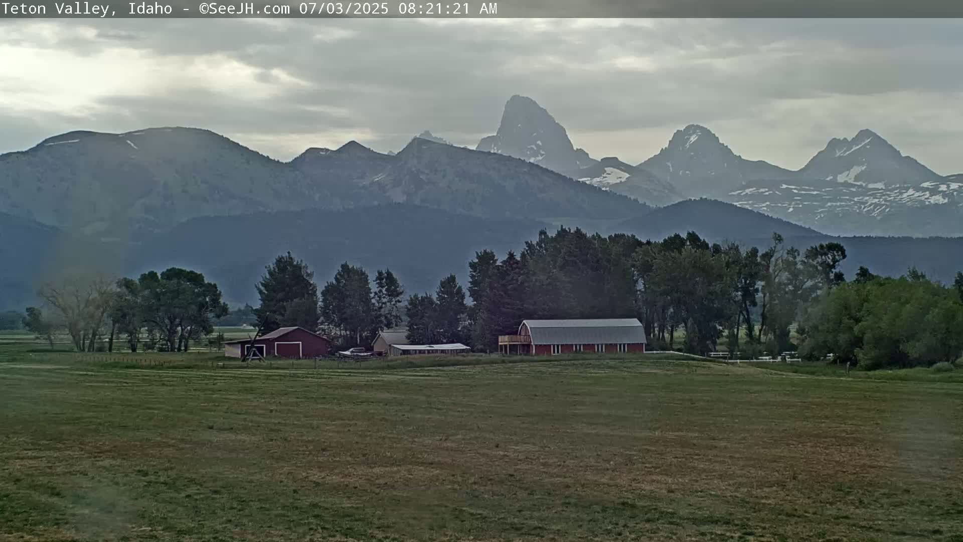 Grand Teton Mountains Peaks from Teton Valley Live Cam - Tetonia, Teton, Idaho, USA