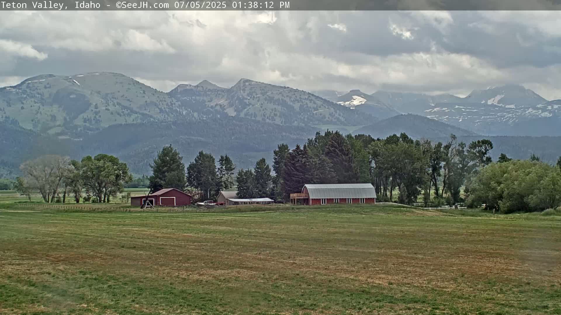 Grand Teton Mountains Peaks from Teton Valley Live Cam - Tetonia, Teton, Idaho, USA
