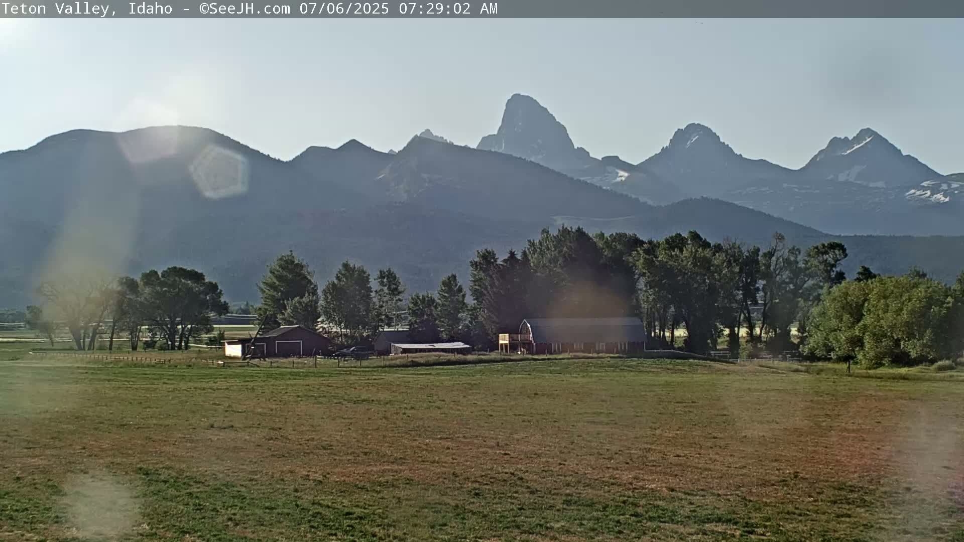 Grand Teton Mountains Peaks from Teton Valley Live Cam - Tetonia, Teton, Idaho, USA