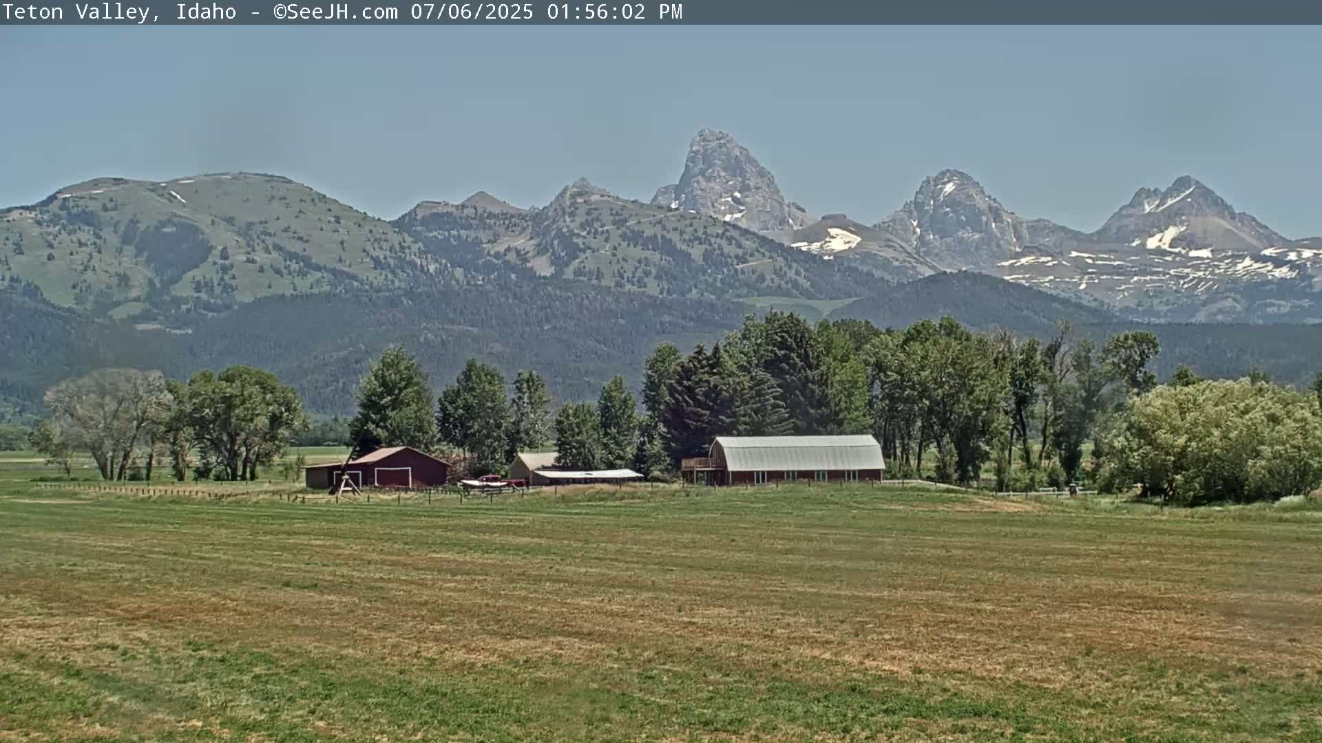 Grand Teton Mountains Peaks from Teton Valley Live Cam - Tetonia, Teton, Idaho, USA