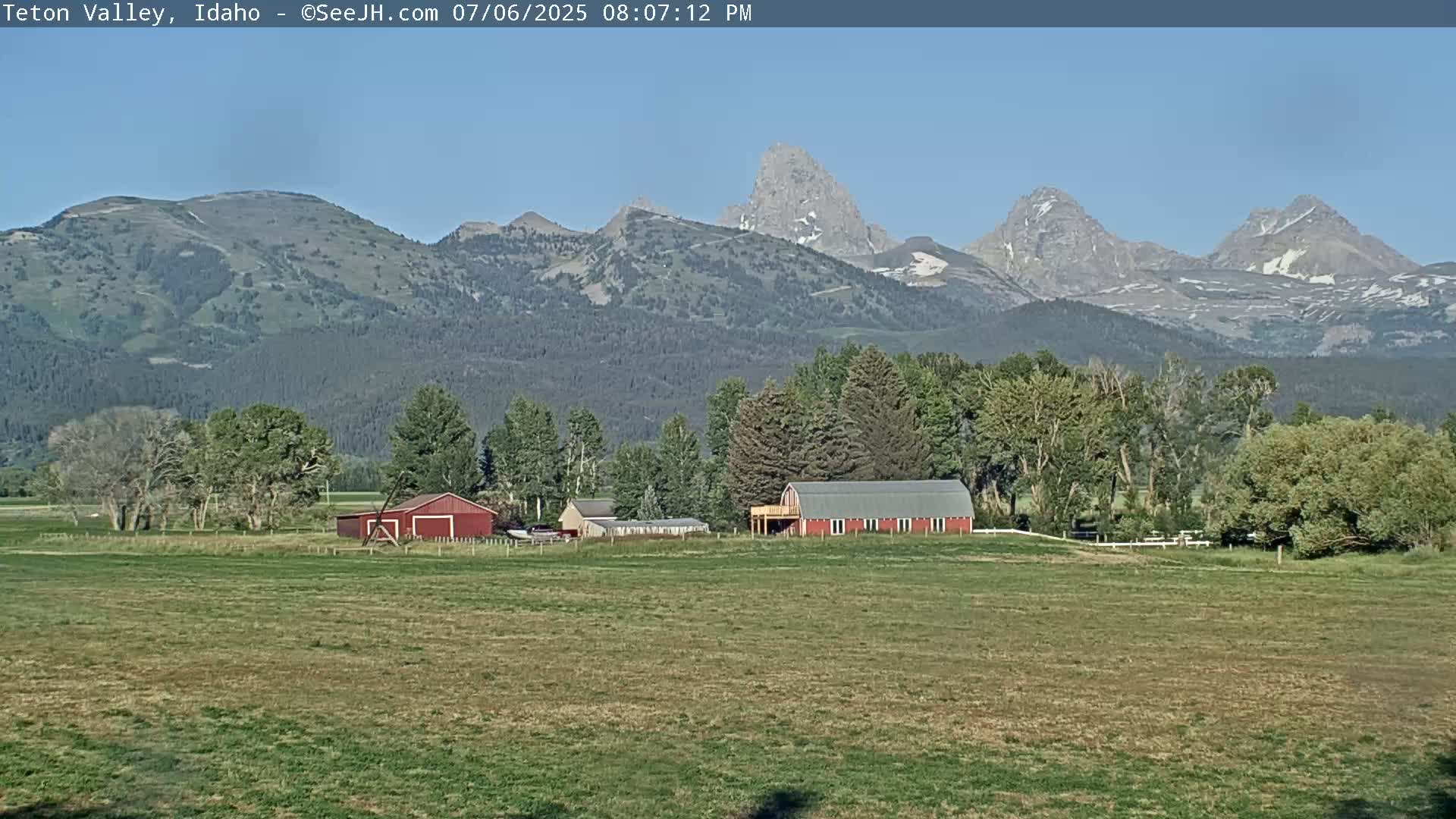 Grand Teton Mountains Peaks from Teton Valley Live Cam - Tetonia, Teton, Idaho, USA