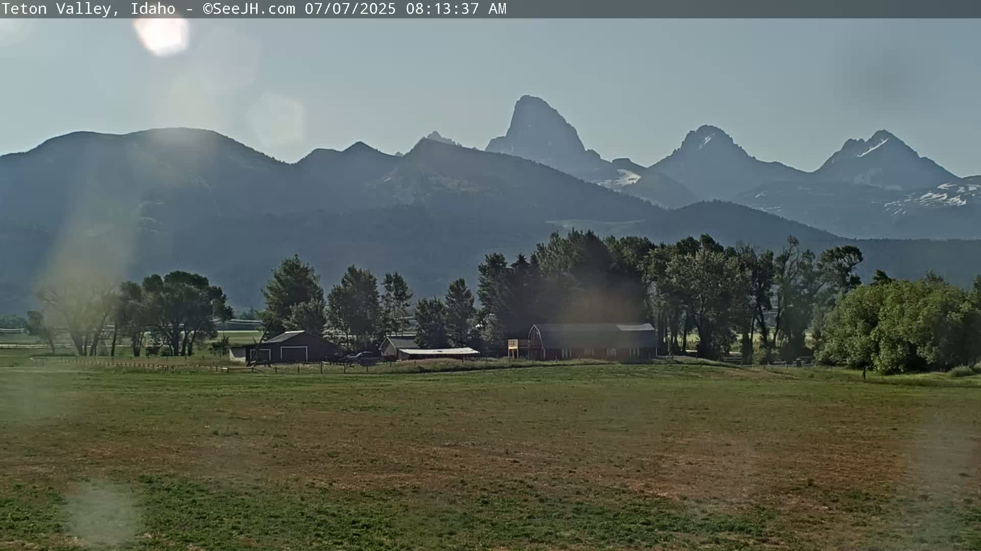 Grand Teton Mountains Peaks from Teton Valley Live Cam - Tetonia, Teton, Idaho, USA