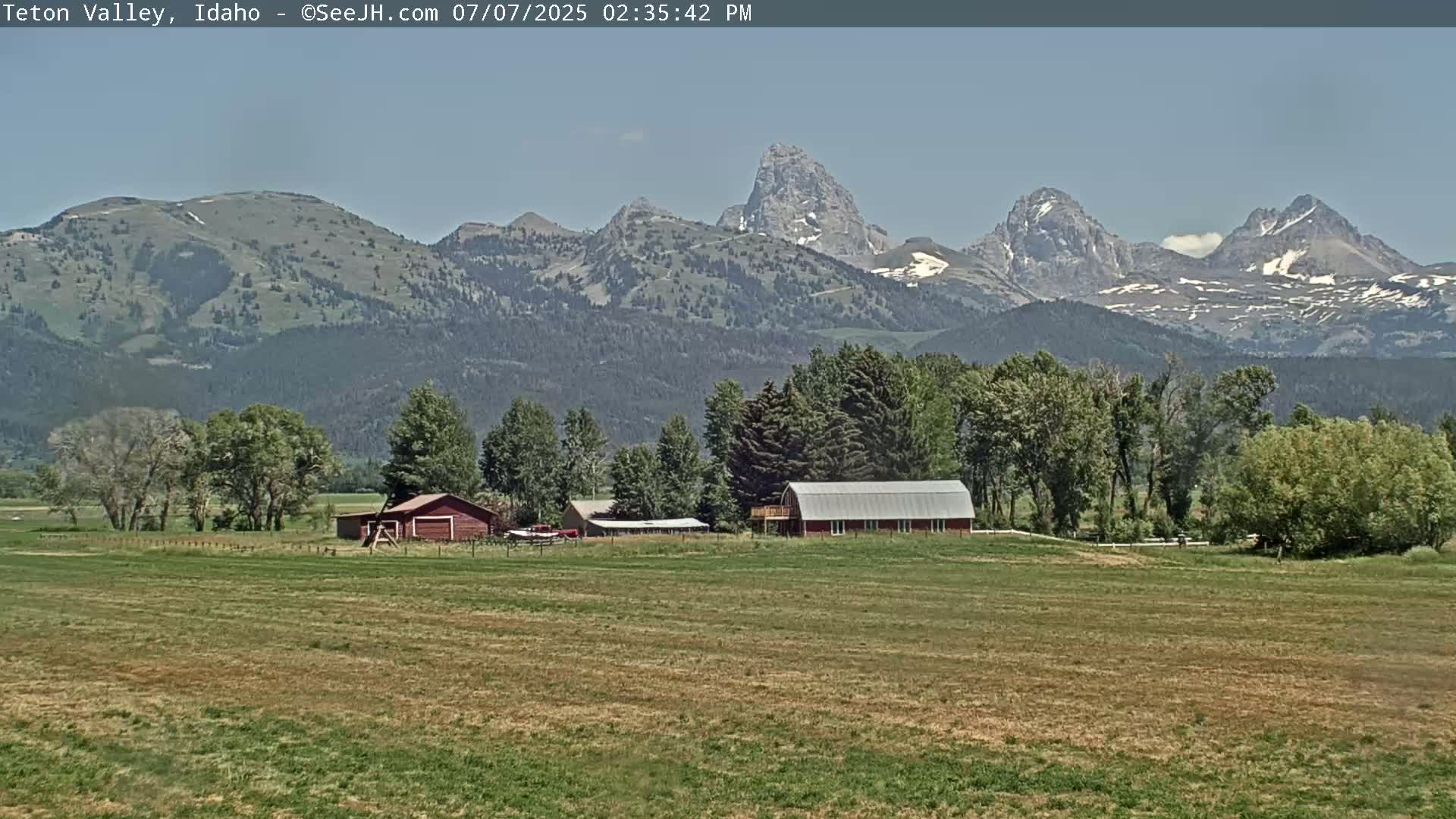 Grand Teton Mountains Peaks from Teton Valley Live Cam - Tetonia, Teton, Idaho, USA