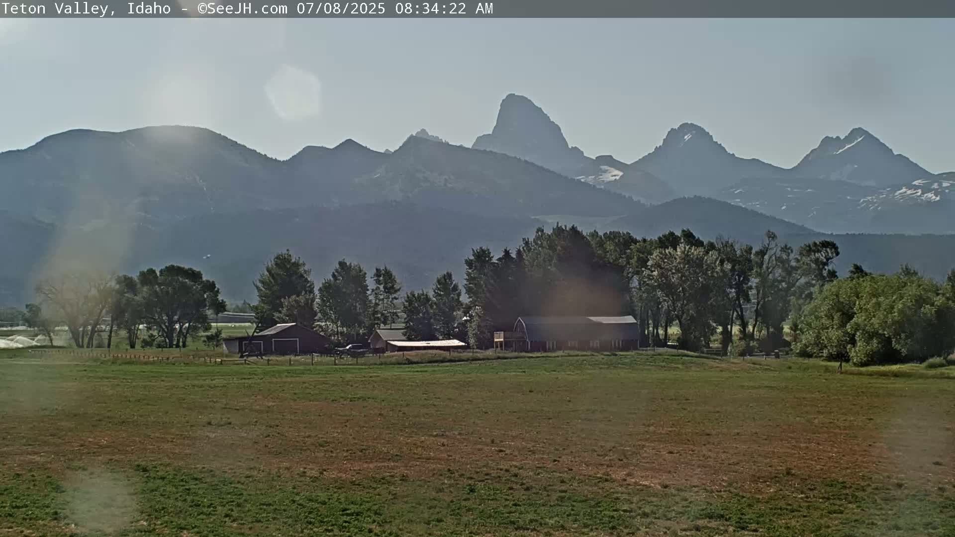 Grand Teton Mountains Peaks from Teton Valley Live Cam - Tetonia, Teton, Idaho, USA