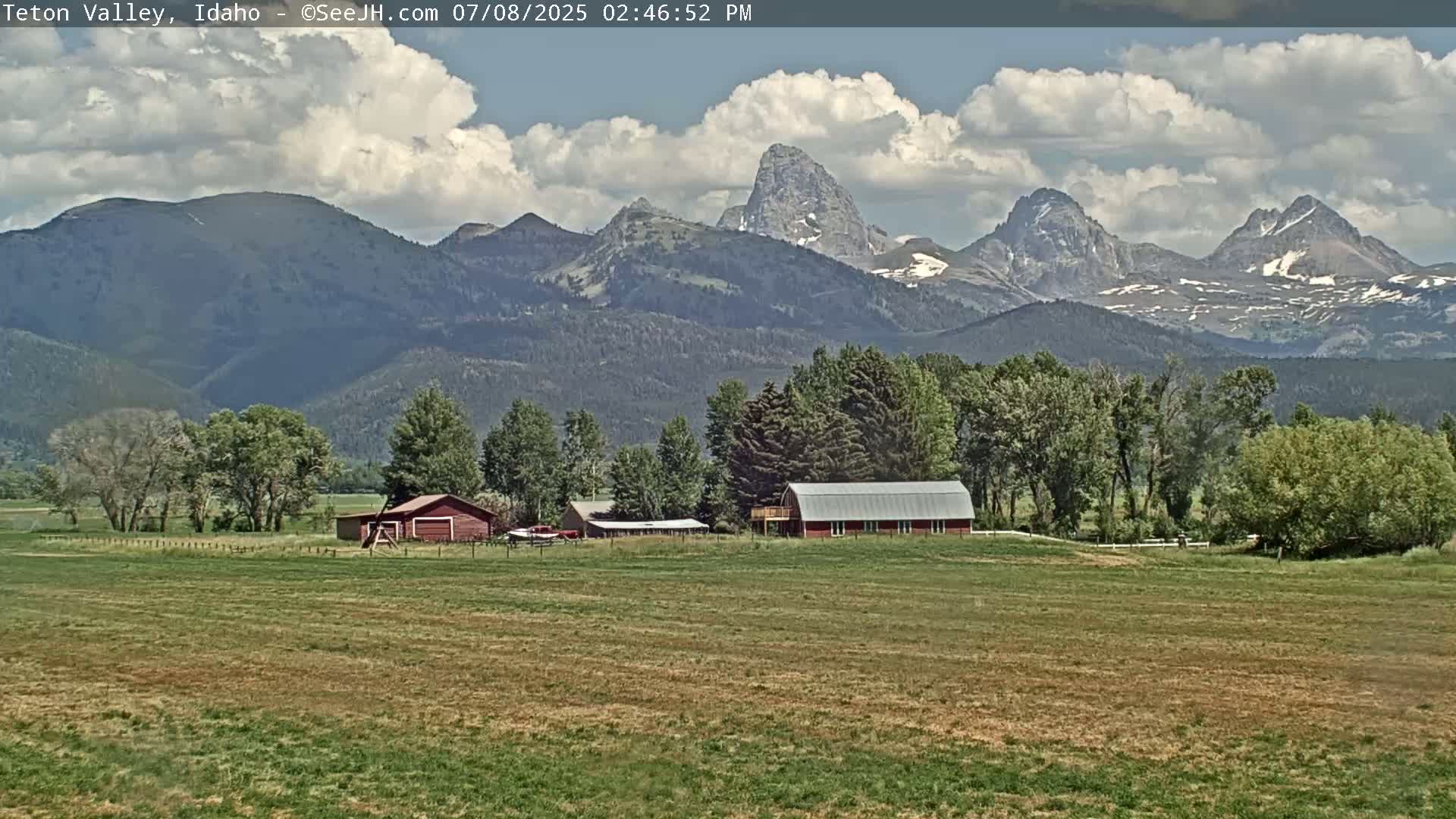 Grand Teton Mountains Peaks from Teton Valley Live Cam - Tetonia, Teton, Idaho, USA