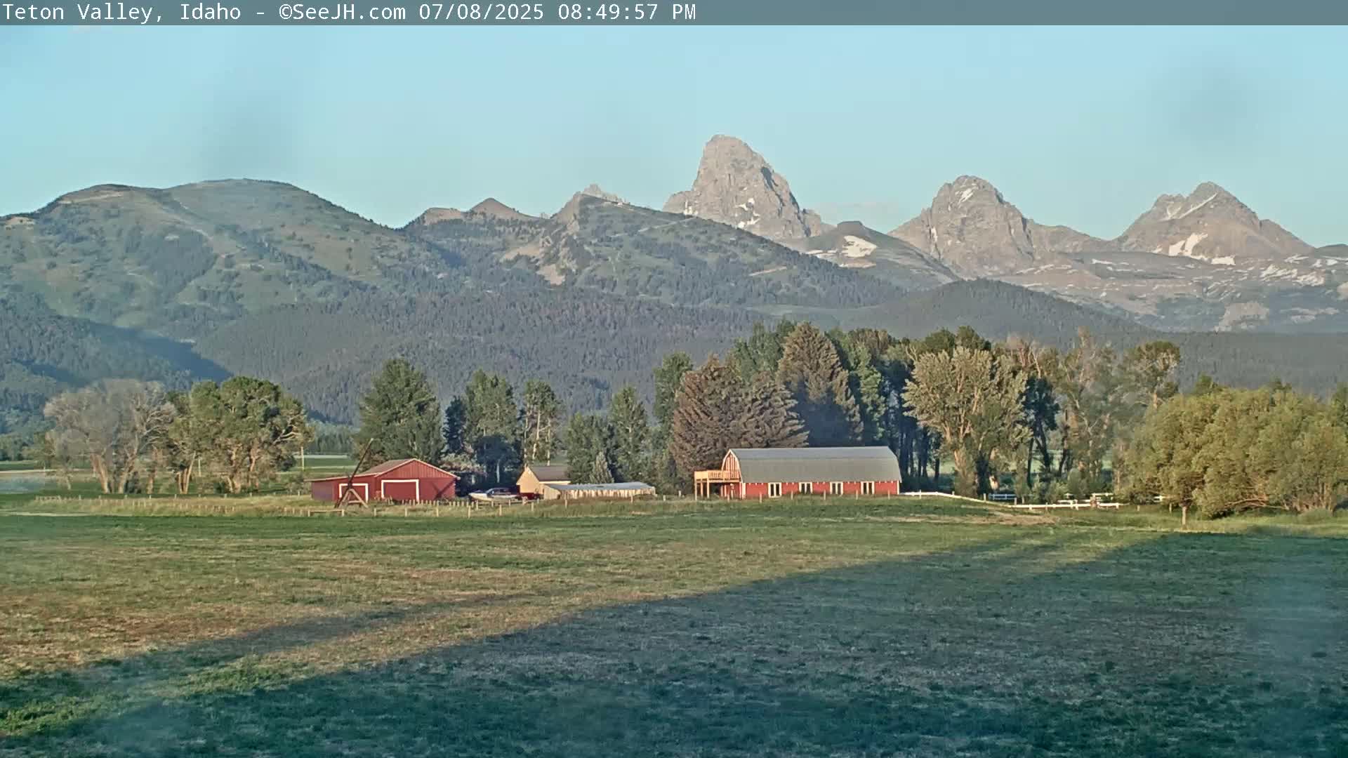 Grand Teton Mountains Peaks from Teton Valley Live Cam - Tetonia, Teton, Idaho, USA