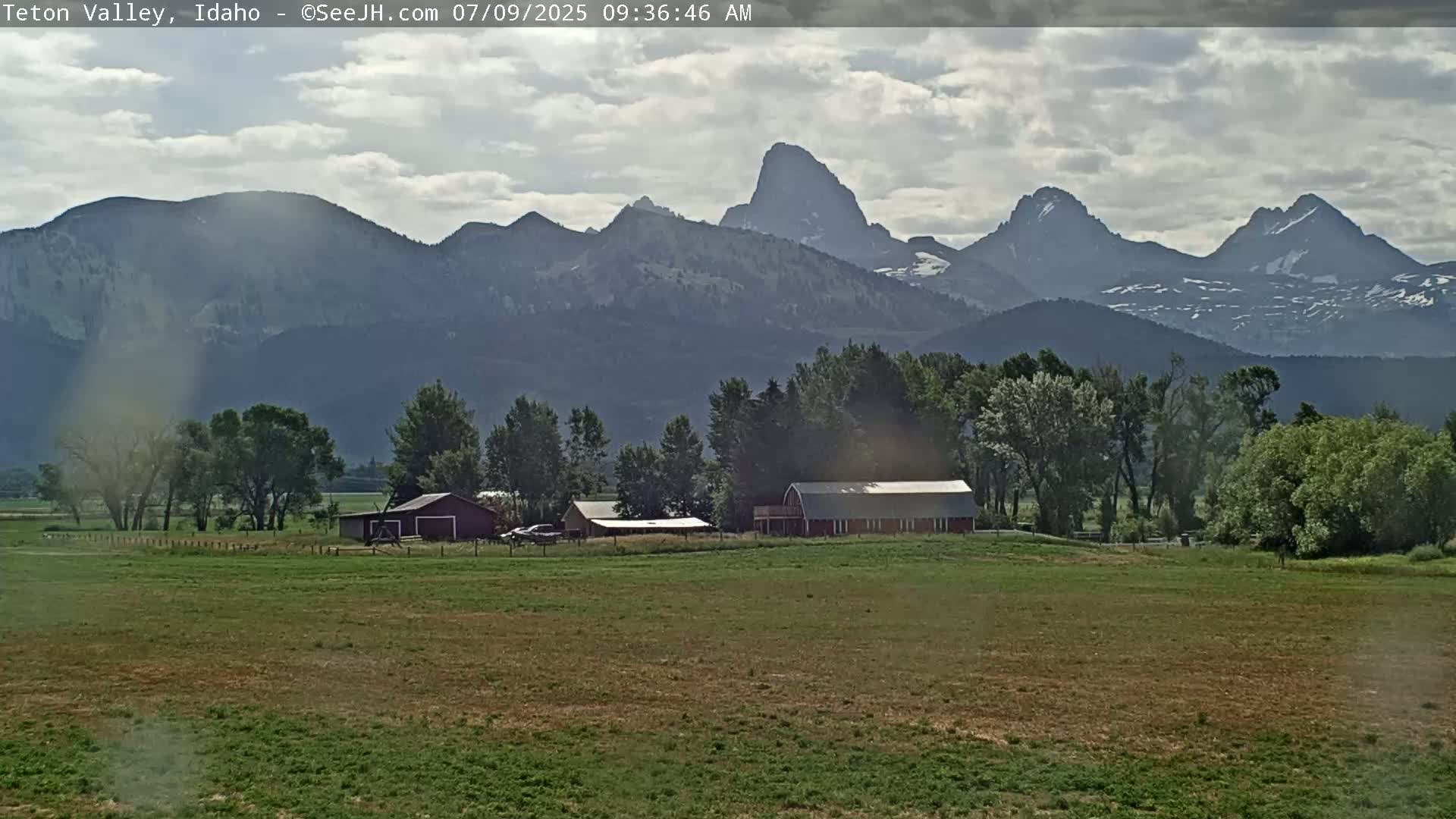 Grand Teton Mountains Peaks from Teton Valley Live Cam - Tetonia, Teton, Idaho, USA