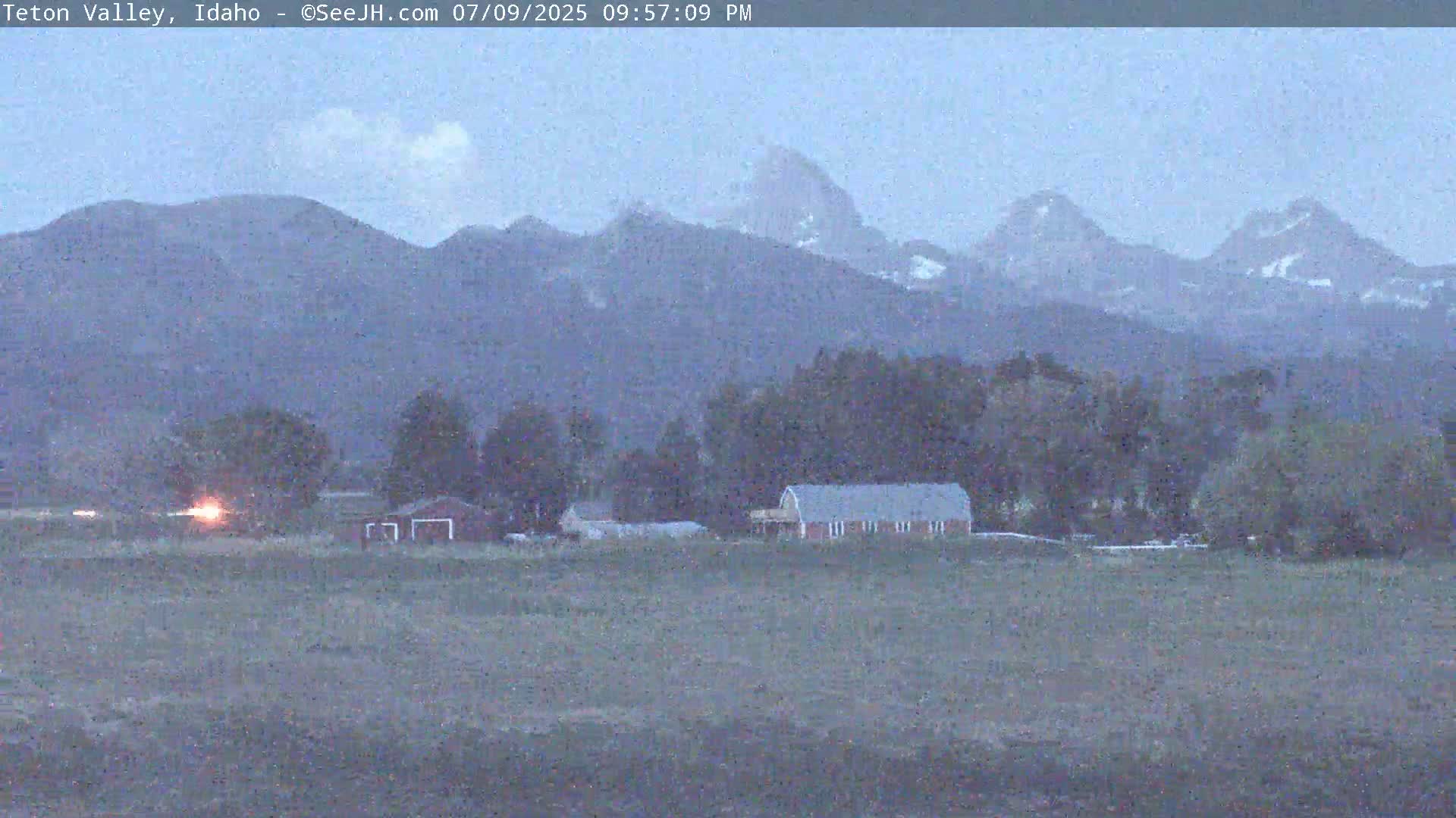 Grand Teton Mountains Peaks from Teton Valley Live Cam - Tetonia, Teton, Idaho, USA