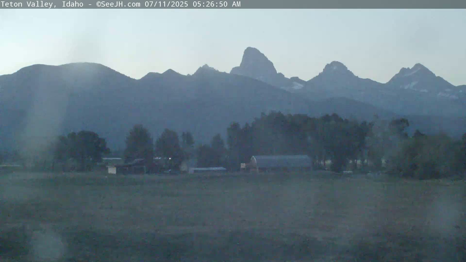 Grand Teton Mountains Peaks from Teton Valley Live Cam - Tetonia, Teton, Idaho, USA