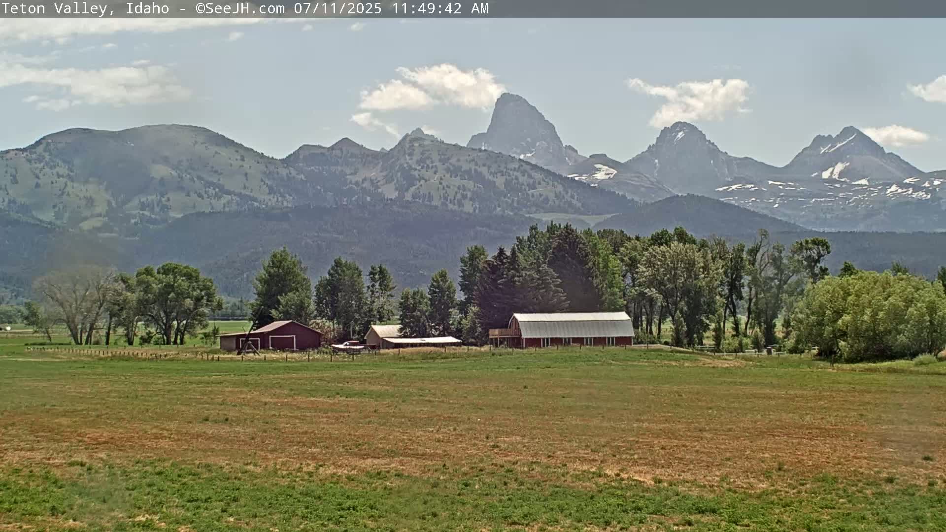 Grand Teton Mountains Peaks from Teton Valley Live Cam - Tetonia, Teton, Idaho, USA