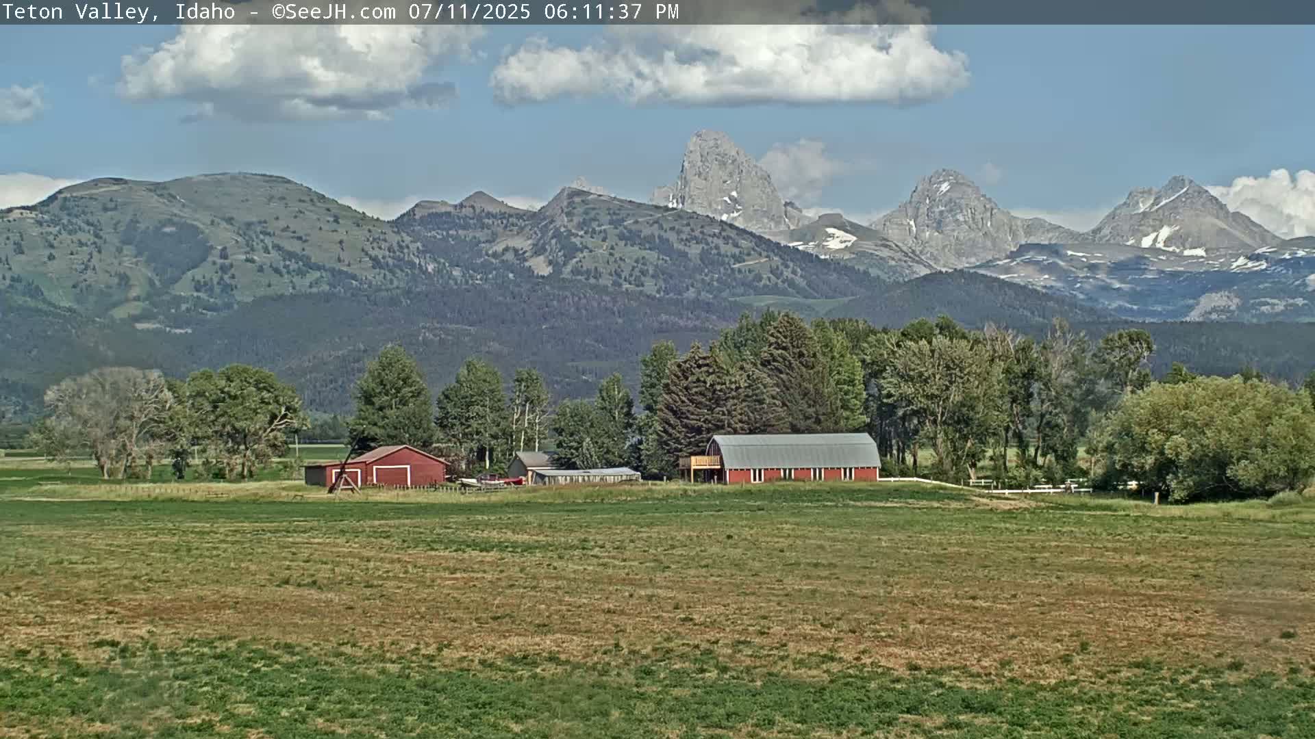 Grand Teton Mountains Peaks from Teton Valley Live Cam - Tetonia, Teton, Idaho, USA