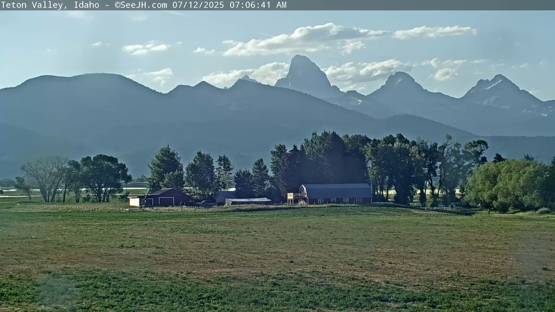 Grand Teton Mountains Peaks from Teton Valley Live Cam - Tetonia, Teton, Idaho, USA