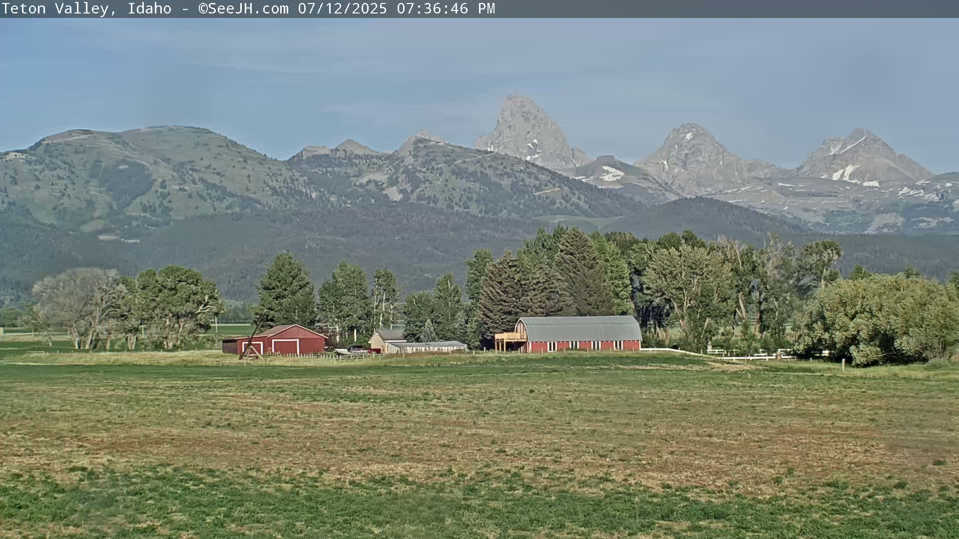 Grand Teton Mountains Peaks from Teton Valley Live Cam - Tetonia, Teton, Idaho, USA