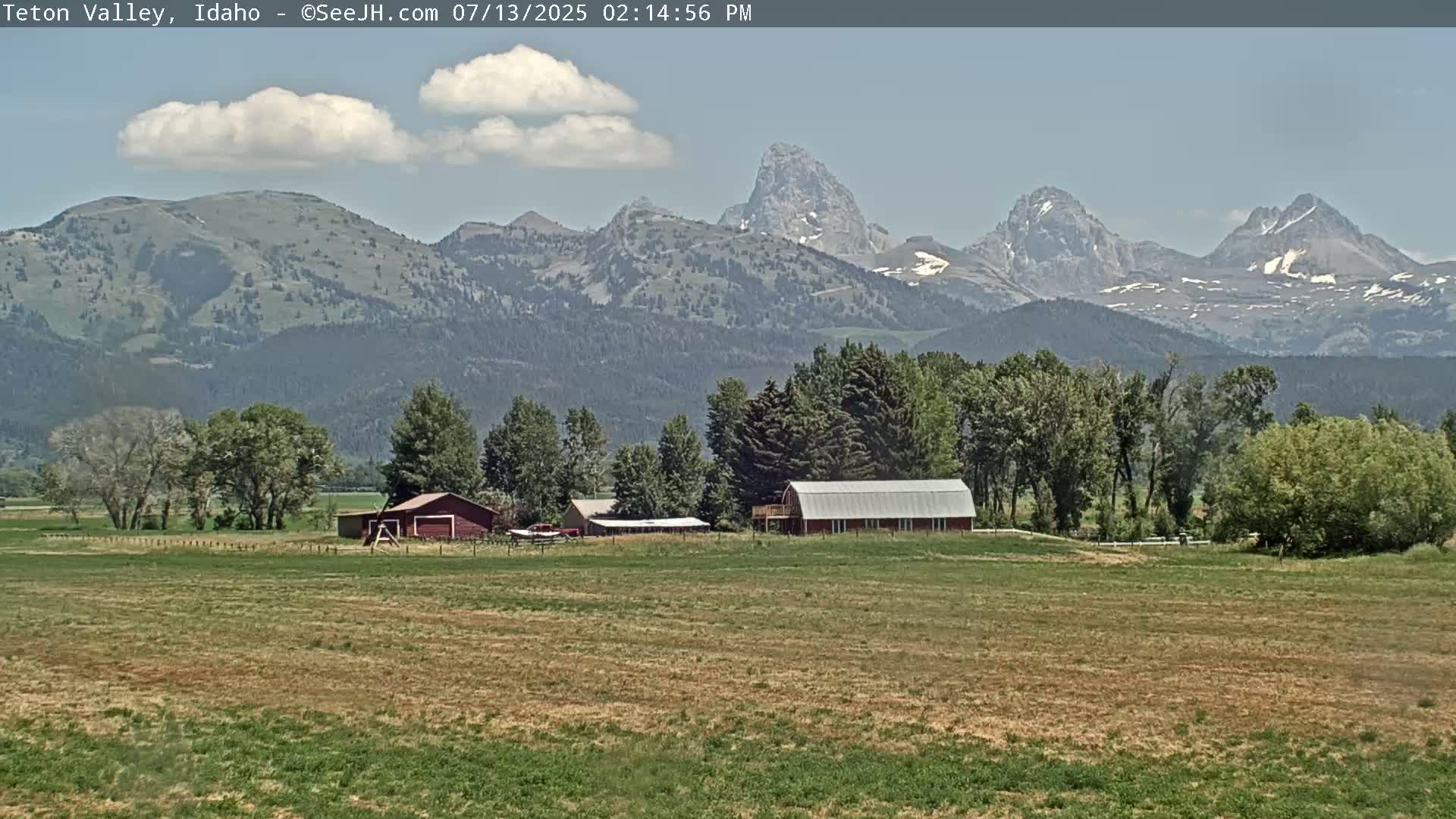 Grand Teton Mountains Peaks from Teton Valley Live Cam - Tetonia, Teton, Idaho, USA