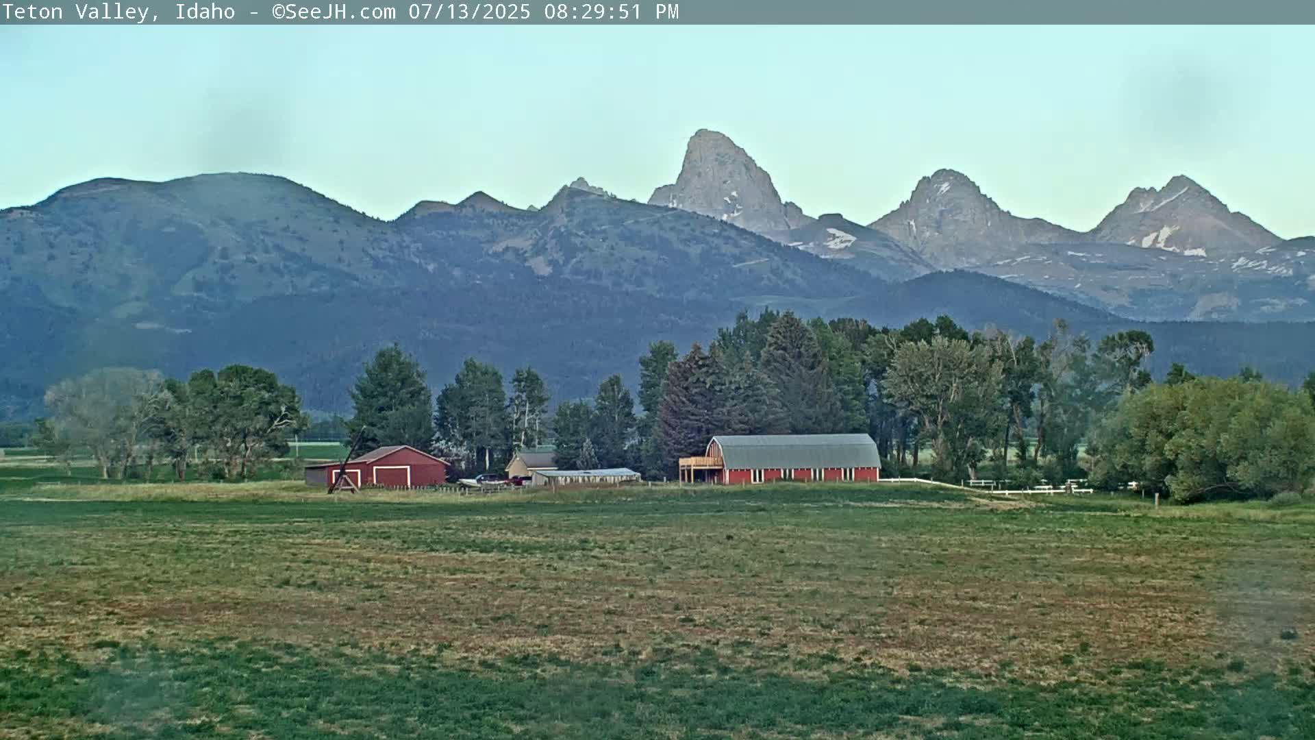 Grand Teton Mountains Peaks from Teton Valley Live Cam - Tetonia, Teton, Idaho, USA
