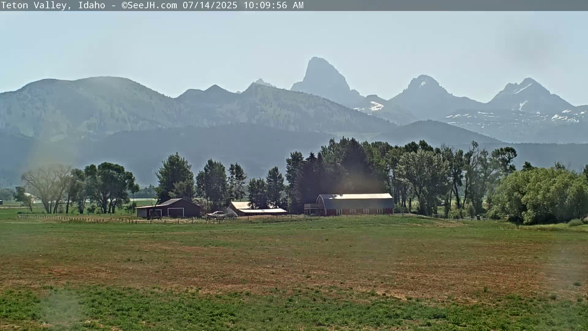 Grand Teton Mountains Peaks from Teton Valley Live Cam - Tetonia, Teton, Idaho, USA