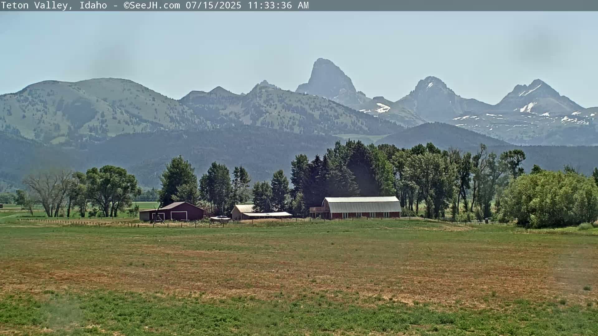 Grand Teton Mountains Peaks from Teton Valley Live Cam - Tetonia, Teton, Idaho, USA
