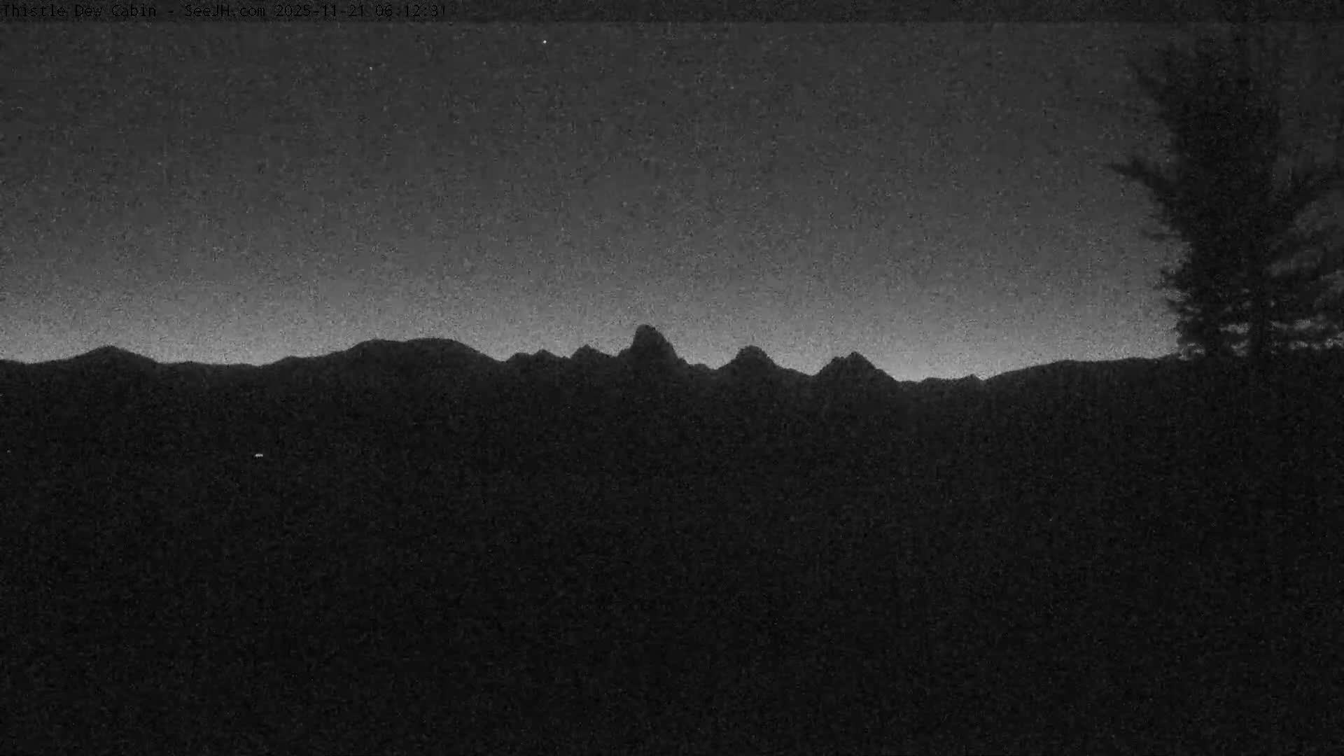 Grand Teton Mountains Peaks from Teton Valley Thistle Dew Cabin Live Cam - Tetonia, Teton, Idaho, USA