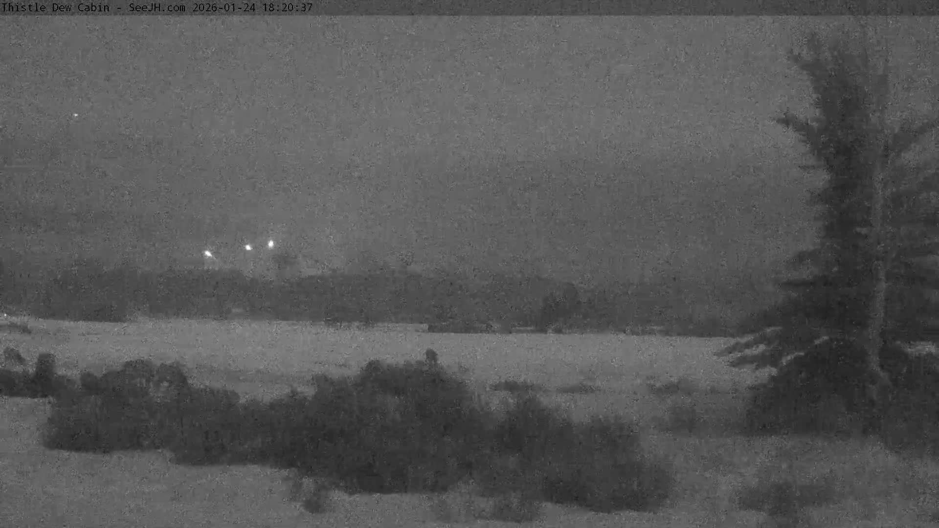 Grand Teton Mountains Peaks from Teton Valley Thistle Dew Cabin Live Cam - Tetonia, Teton, Idaho, USA