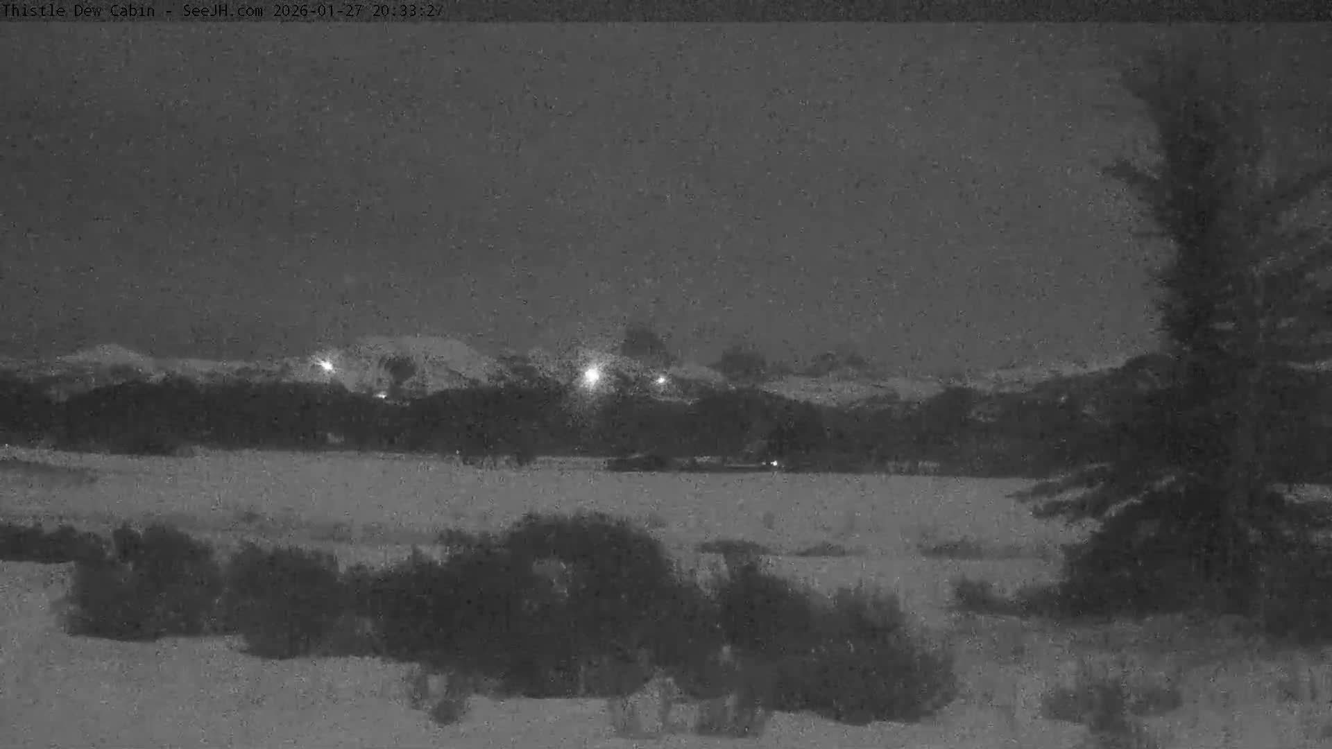 Grand Teton Mountains Peaks from Teton Valley Thistle Dew Cabin Live Cam - Tetonia, Teton, Idaho, USA