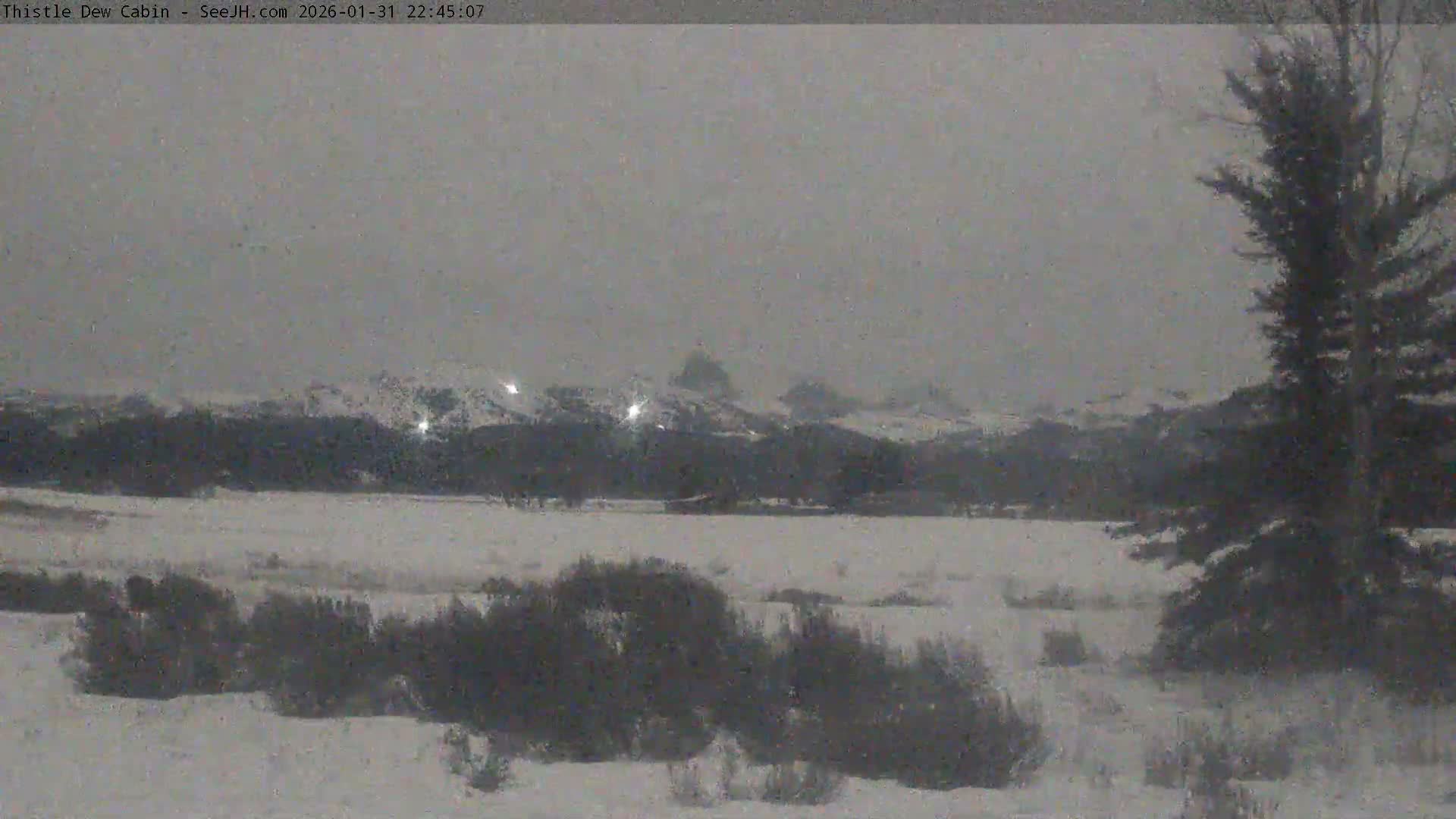 Grand Teton Mountains Peaks from Teton Valley Thistle Dew Cabin Live Cam - Tetonia, Teton, Idaho, USA