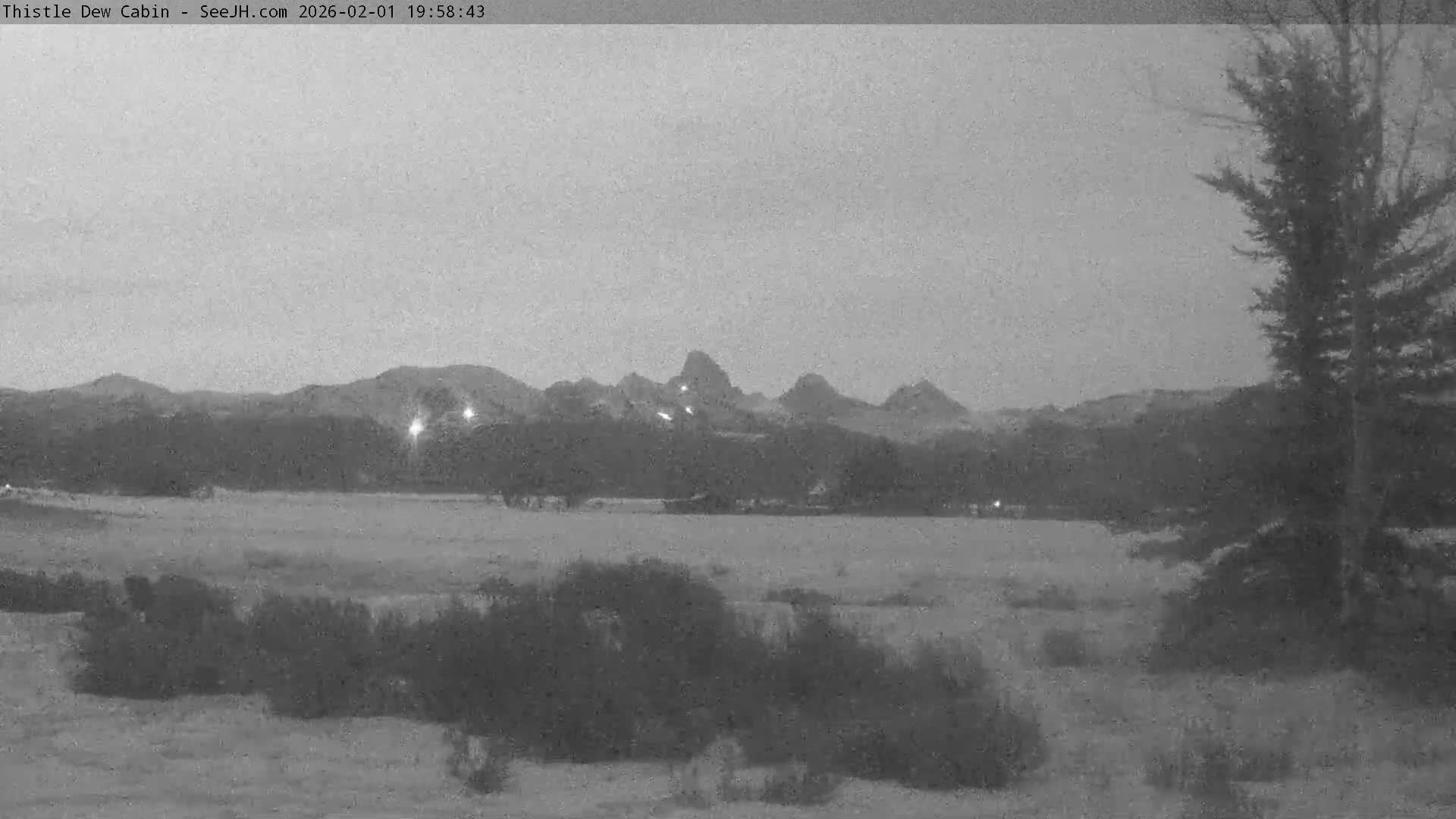 Grand Teton Mountains Peaks from Teton Valley Thistle Dew Cabin Live Cam - Tetonia, Teton, Idaho, USA