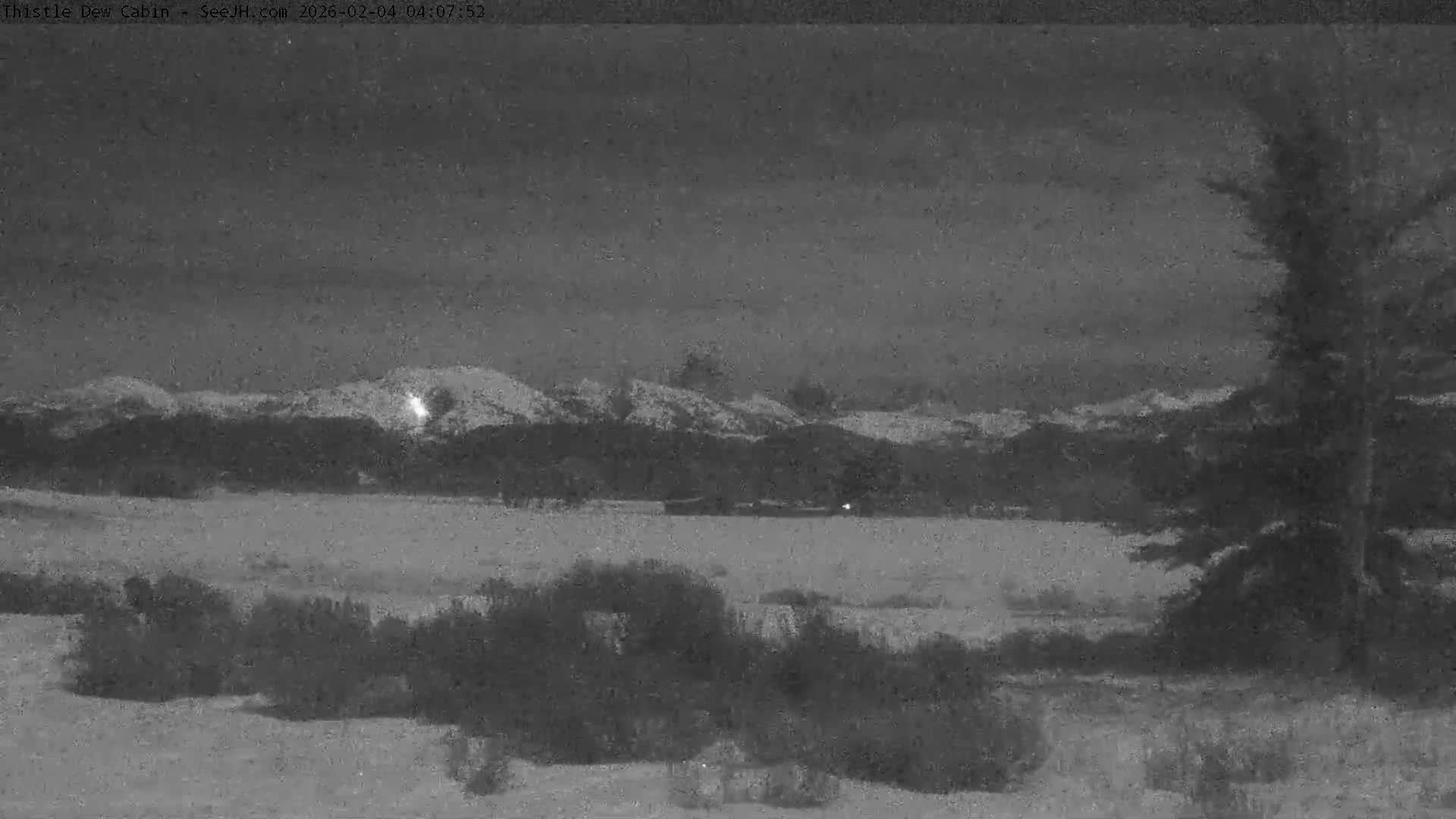 Grand Teton Mountains Peaks from Teton Valley Thistle Dew Cabin Live Cam - Tetonia, Teton, Idaho, USA