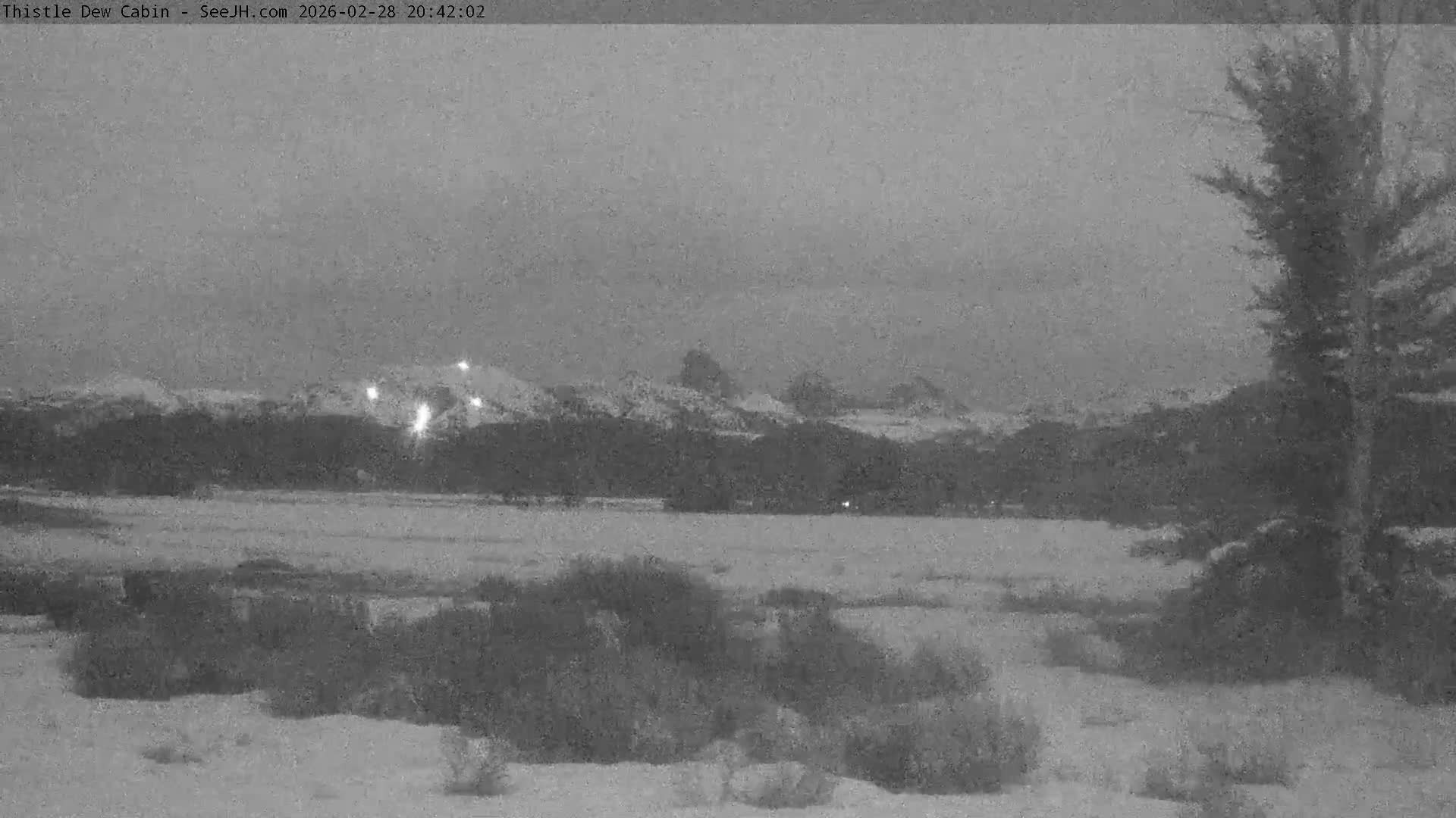 Grand Teton Mountains Peaks from Teton Valley Thistle Dew Cabin Live Cam - Tetonia, Teton, Idaho, USA