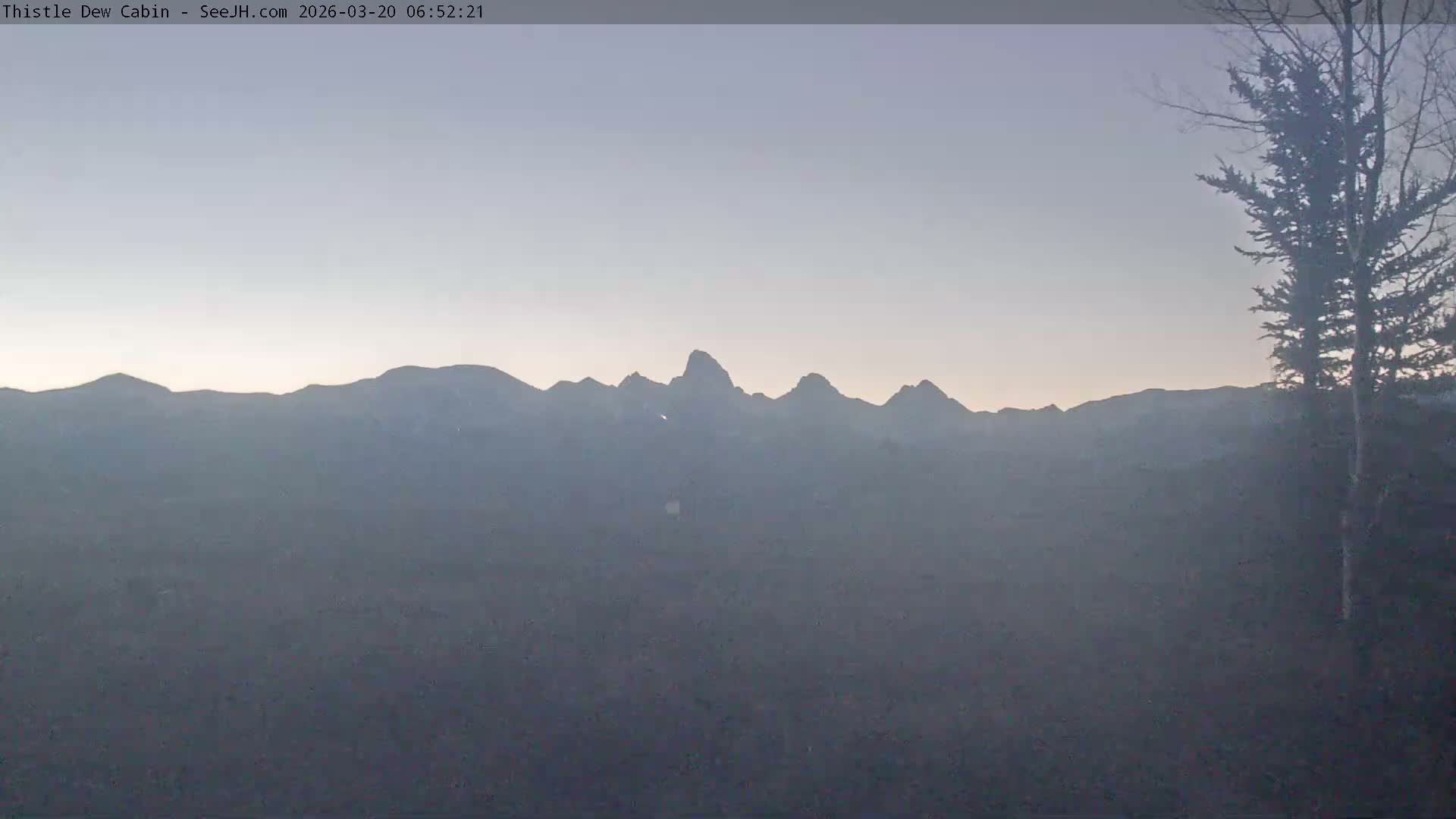 Grand Teton Mountains Peaks from Teton Valley Thistle Dew Cabin Live Cam - Tetonia, Teton, Idaho, USA