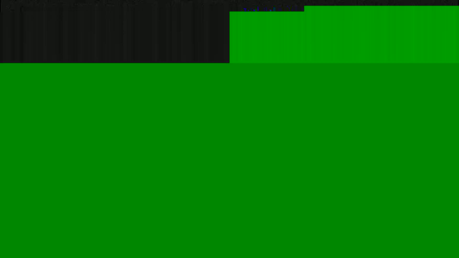 The image shows a mostly green screen with a small section of dark gray at the top.